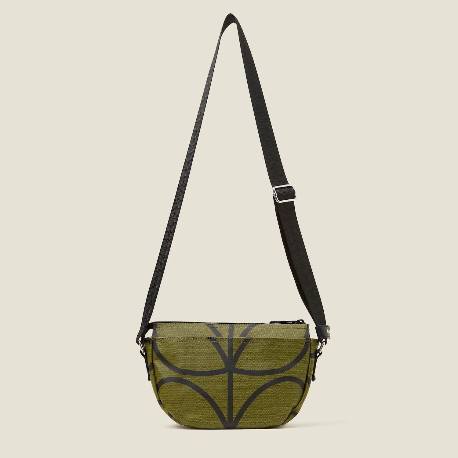 Mini Round Crossbody Bag with Giant Linear Stem Olive Design - Perfect for Casual Outings, Travel, and Everyday Use