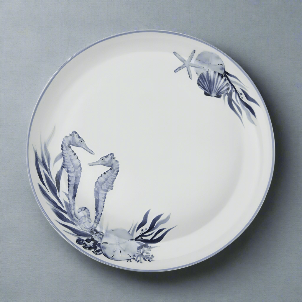 Premium Seahorse Bay Dinner Plate Set - Elegant Ceramic Plates for Dining, Entertaining & Special Occasions - 10.5