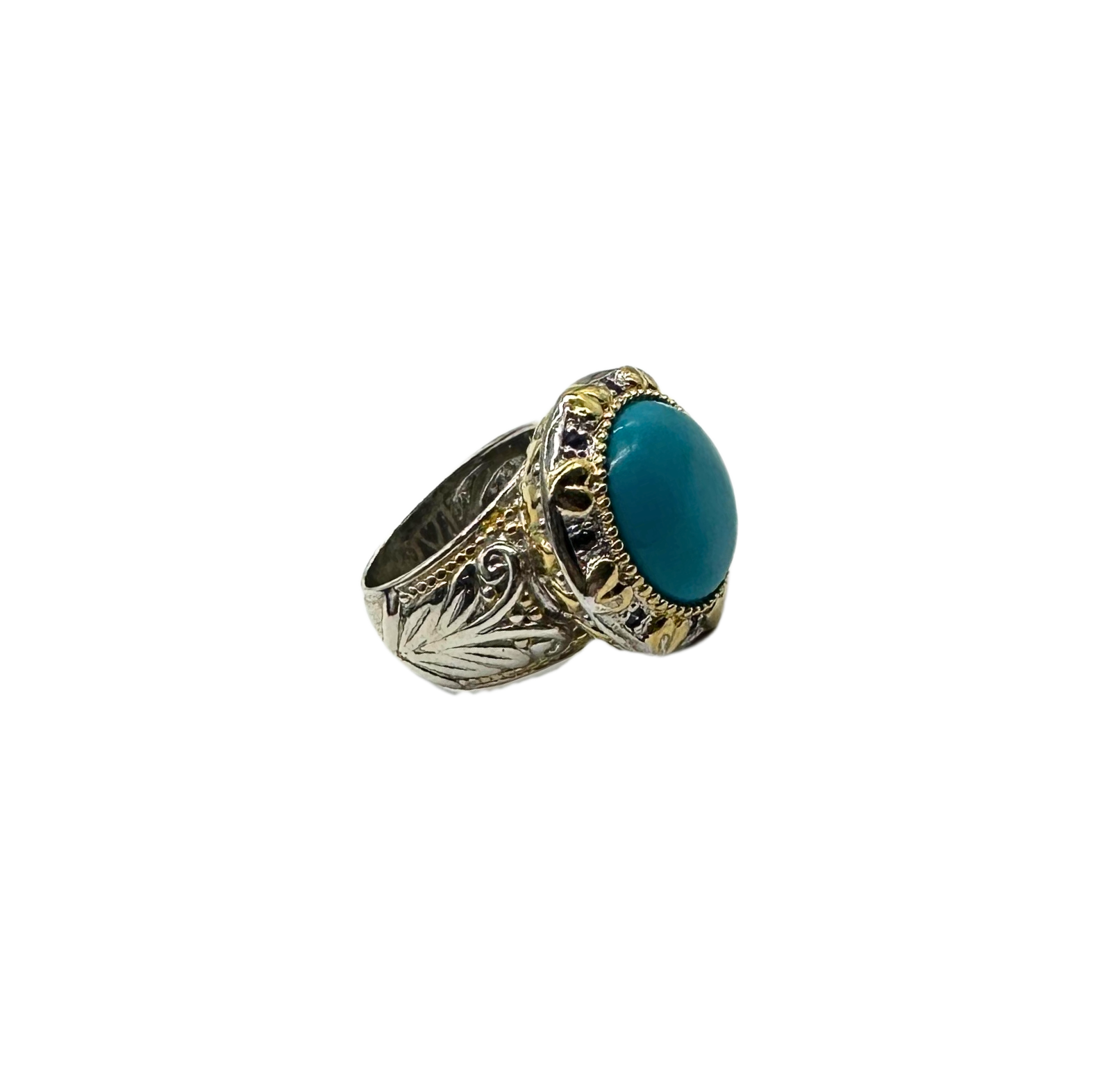 Sterling Silver & Gold Plated Turquoise Ring for Women | Handmade Boho Jewelry | Perfect for Weddings, Parties & Everyday Wear