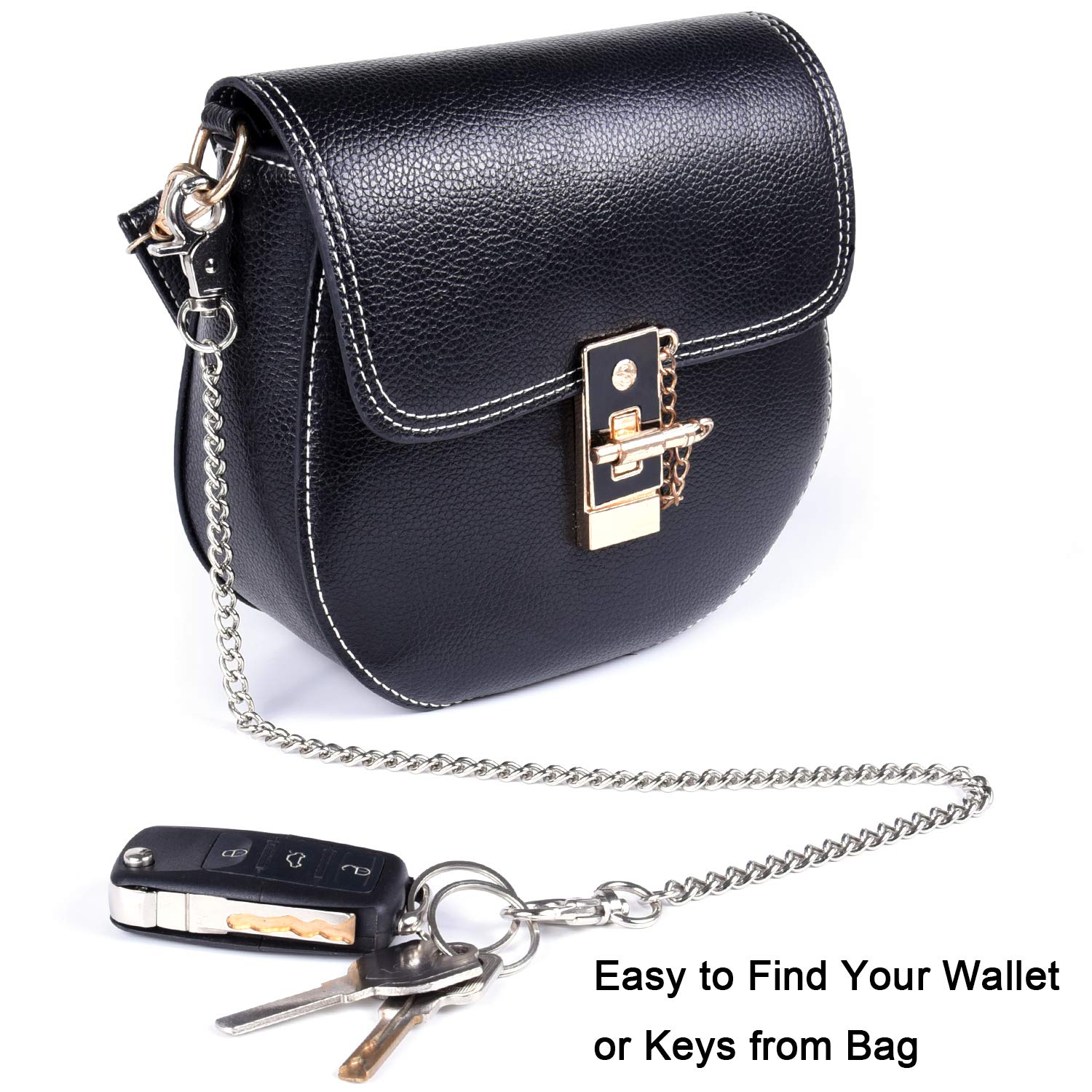 Wisdompro Heavy Duty Wallet Chain 2 Pack (8 & 16 Inch) with Lobster Clasps & Extra Rings - Silver | Secure Keys, Wallet & Accessories for Jeans, Pants, Belt Loops, Purses & Handbags | Perfect for Everyday Carry, Night Out & Travel Accessories