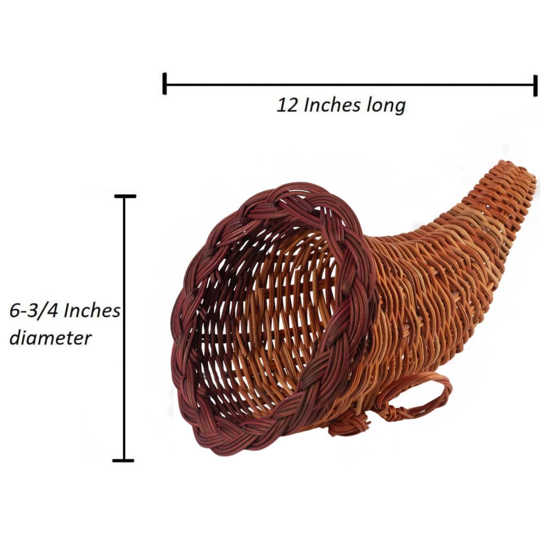 12-Pack Thanksgiving Cornucopia Horn of Plenty Baskets - Natural Wicker Harvest Centerpieces for Fall Table Decor, Autumn Party Supplies & Holiday Display | Bulk Wholesale by Factory Direct Craft