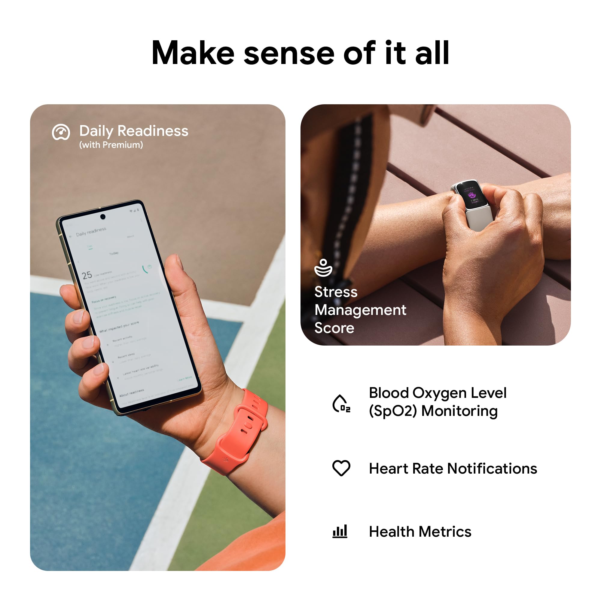 Fitbit Charge 6 Fitness & Health Smartwatch with GPS, Heart Rate Monitor, Google Apps - Includes 6-Month Premium Membership & S/L Bands (Porcelain/Silver) - Perfect for Workouts, Running, Swimming & Daily Activity Tracking