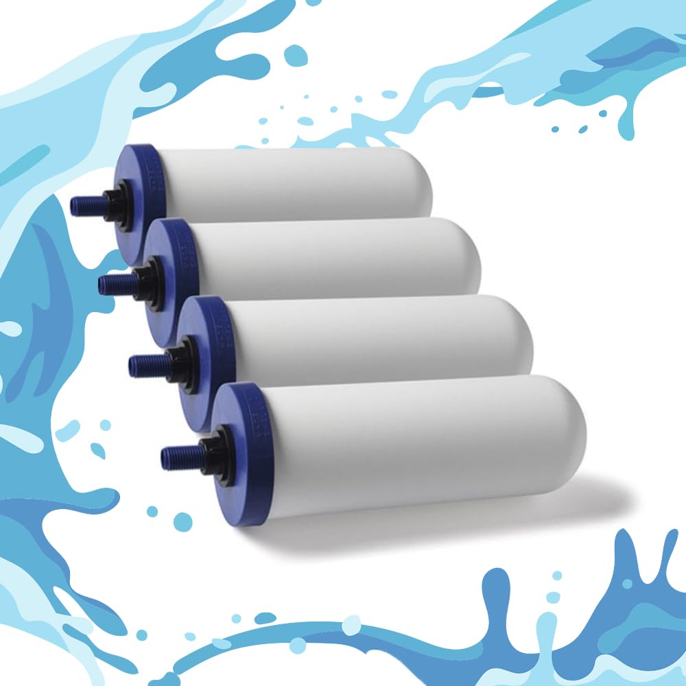 FTO Plus Water Filter Cartridge (4 Pack) - Berkey Replacement Ceramic Gravity Filter for Stainless Steel Systems - Easy Installation & Long-Lasting Filtration - Perfect for Home, Camping, and Emergency Preparedness