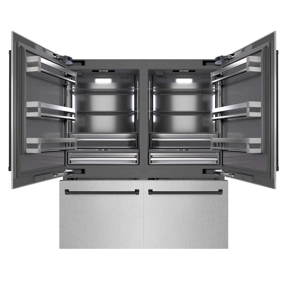 ZLINE Autograph Edition 72-Inch French Door Built-In Refrigerator - 39.6 cu.ft Capacity, Bottom Freezer, Water Dispenser & Ice Maker - Satin Stainless Steel with Graphite Gray Interior & Matte Black Accents (GRBITZ SN 72 MB) | Perfect for Modern Kitchens, Open-Concept Homes & Luxury Appliances Upgrade