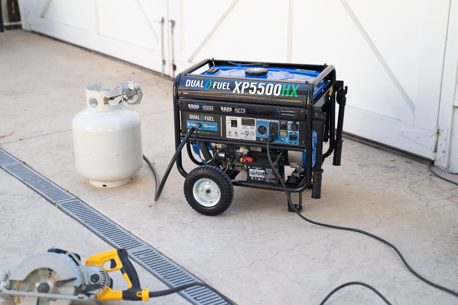 5500W Dual Fuel Portable Generator with CO Alert - Gas & Propane Powered for Camping, RV, Home Backup & Emergency Power