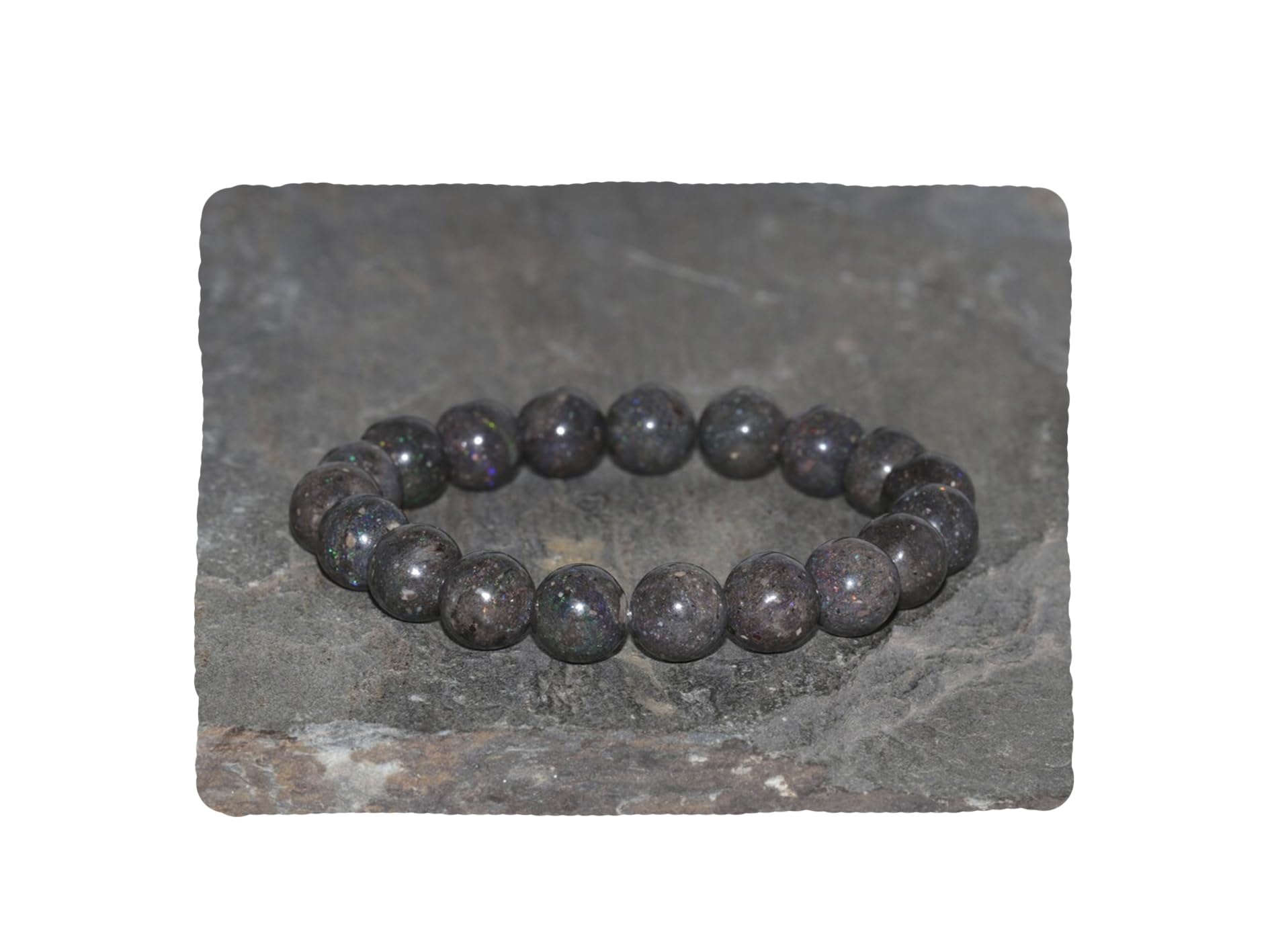 8mm Natural Australian Dark Opal Beaded Bracelet - Unisex Black Fire Opal Gemstone Jewelry for Men & Women | Perfect Gift for Birthday, Anniversary & Special Occasions