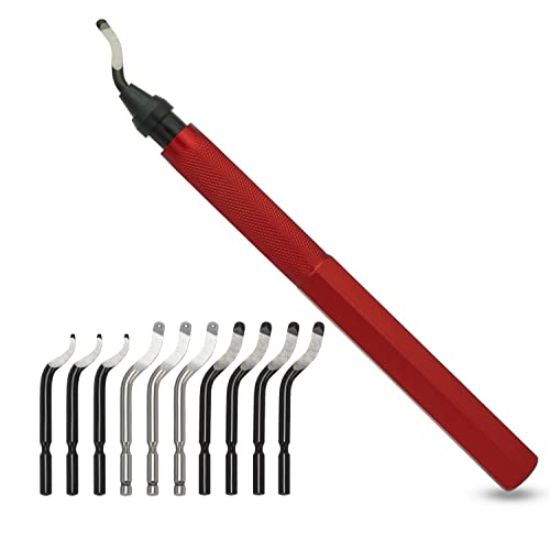 VASTOOLS Professional Deburring Tool Kit - Metal Handle Deburring Tool for Metal, Resin, 3D Prints, Plastic, Copper & Aluminum Pipes | Includes 10pc Multi-Use Blades for Removing Burrs | Perfect for DIY Projects, Plumbing, Metalworking & 3D Printing Post-Processing