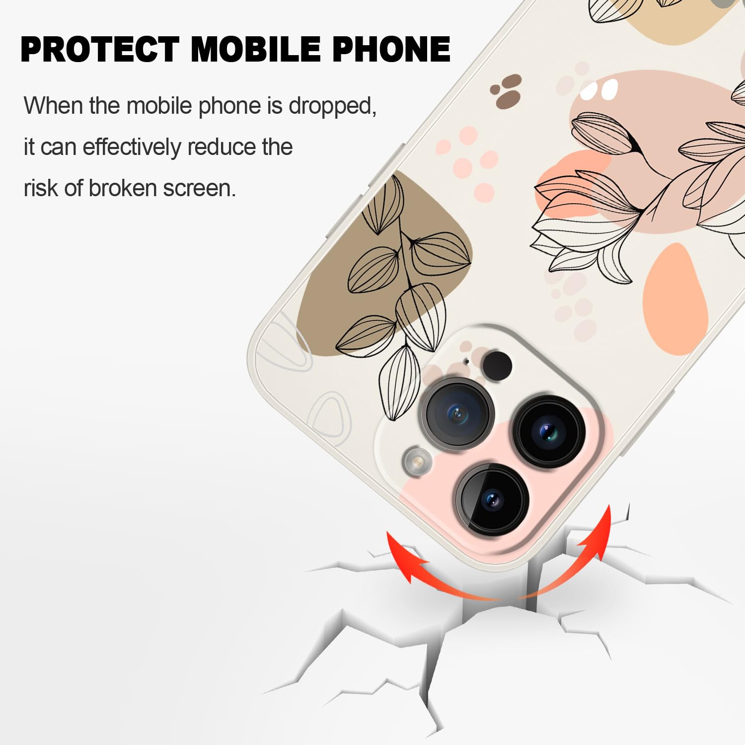 Premium Shockproof iPhone 15 Pro Max Case with Morandi Floral Design - Soft Protective Cover with Camera Lens Protection | Perfect for Everyday Use, Travel & Outdoor Activities