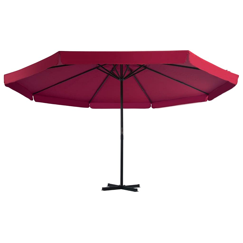 vidaXL 10ft Outdoor Patio Umbrella with Heavy Duty Portable Base - Sunbrella UV-Resistant Red Market Umbrella, Aluminum Frame, Easy Crank Lift System for Garden, Poolside, Backyard, Restaurant Outdoor Dining