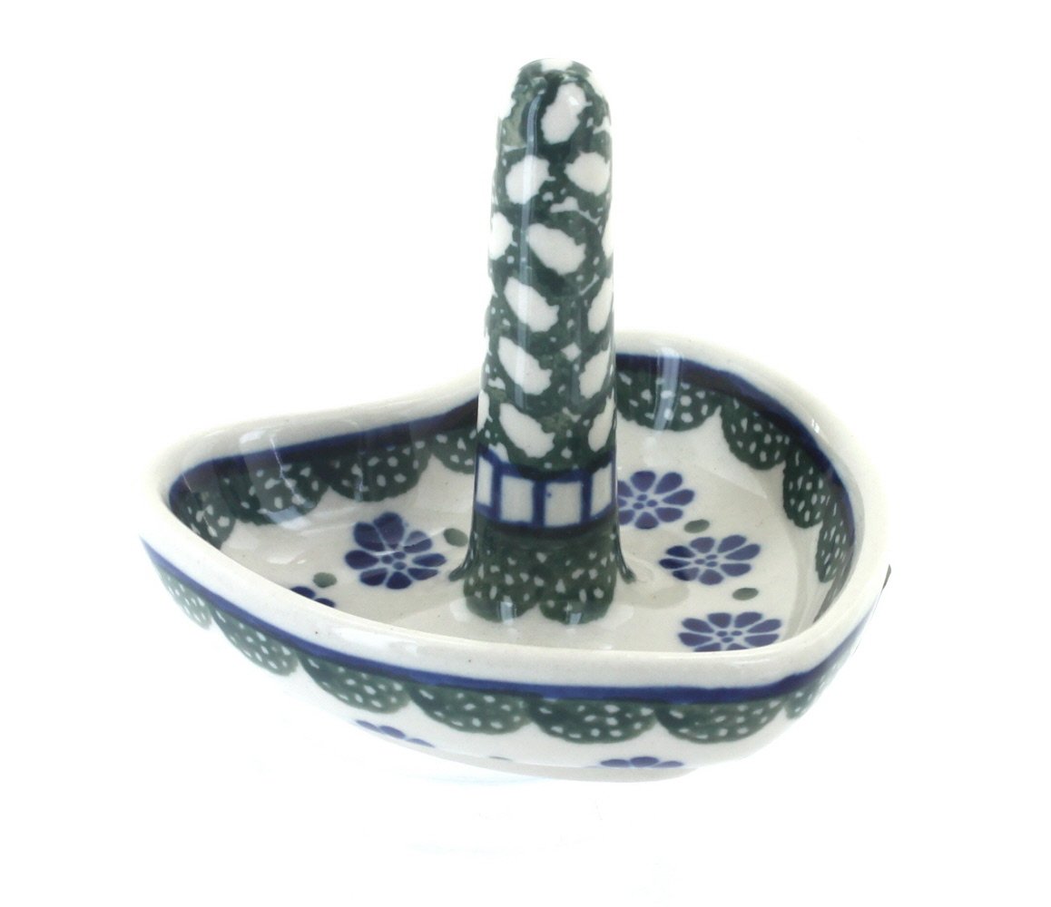 Blue Rose Polish Pottery Maia Ring Holder - Handmade Ceramic Jewelry Organizer for Rings, Earrings & Small Accessories - Perfect for Bathroom, Bedroom & Vanity Decor