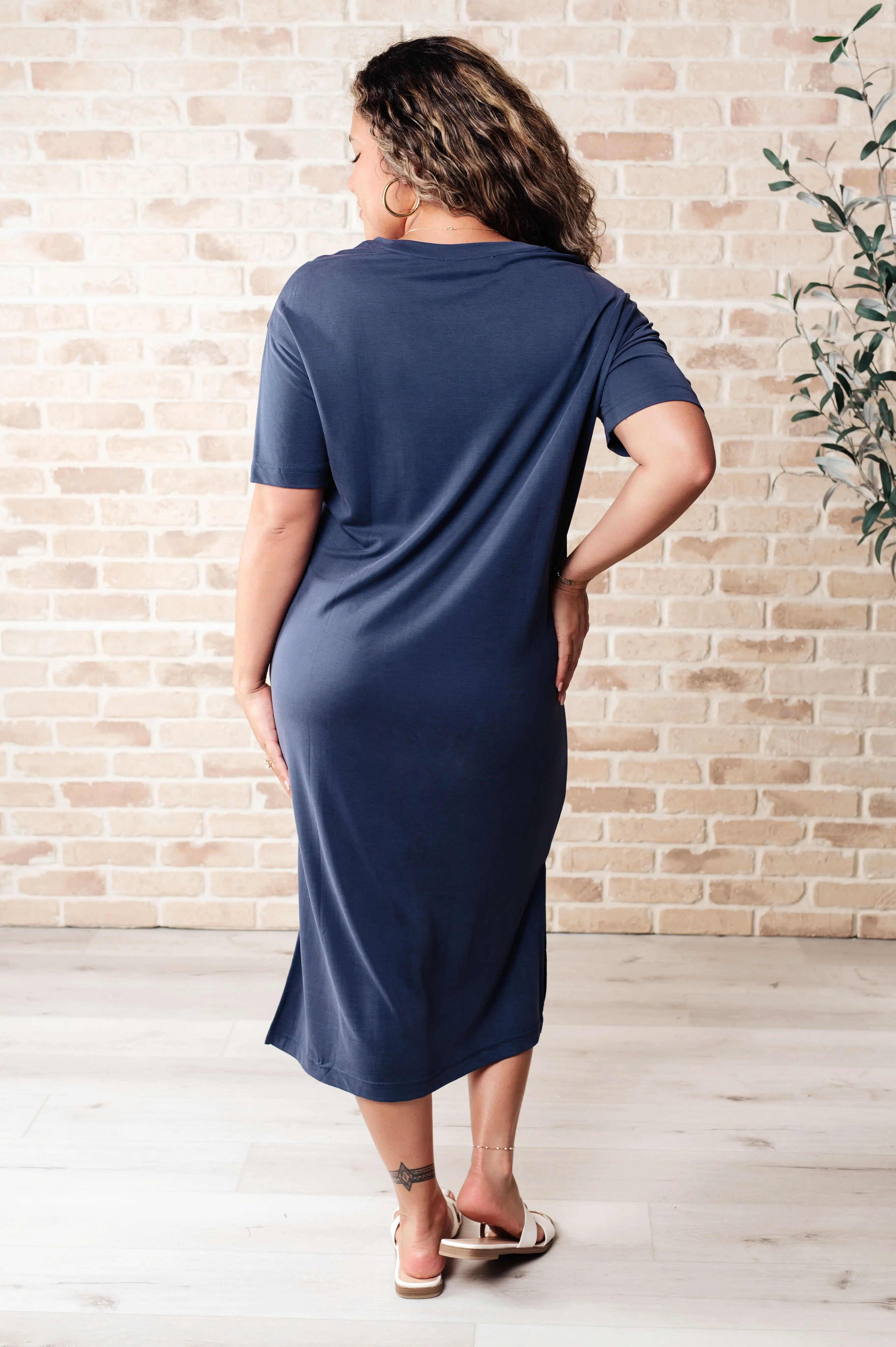 Keeping It Chill Drop Shoulder Maxi Dress in Dark Night - Stylish Loose Fit Long Dress for Women, Perfect for Summer, Beach Vacations & Casual Outings