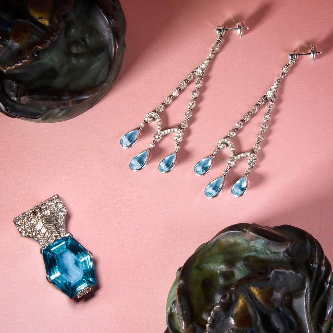 Cartier Aquamarine and Diamond Brooch - Vintage Luxury Jewelry for Women - Perfect for Weddings, Parties & Special Occasions