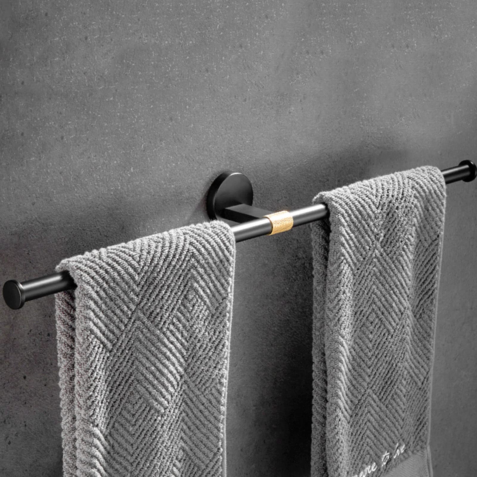 5-Piece Black Gold Bathroom Towel Rack Set - Wall Mounted Brass Towel Bar, Toilet Paper Holder & Towel Ring Kit | Bathroom Hardware Accessories for Modern Home Decor