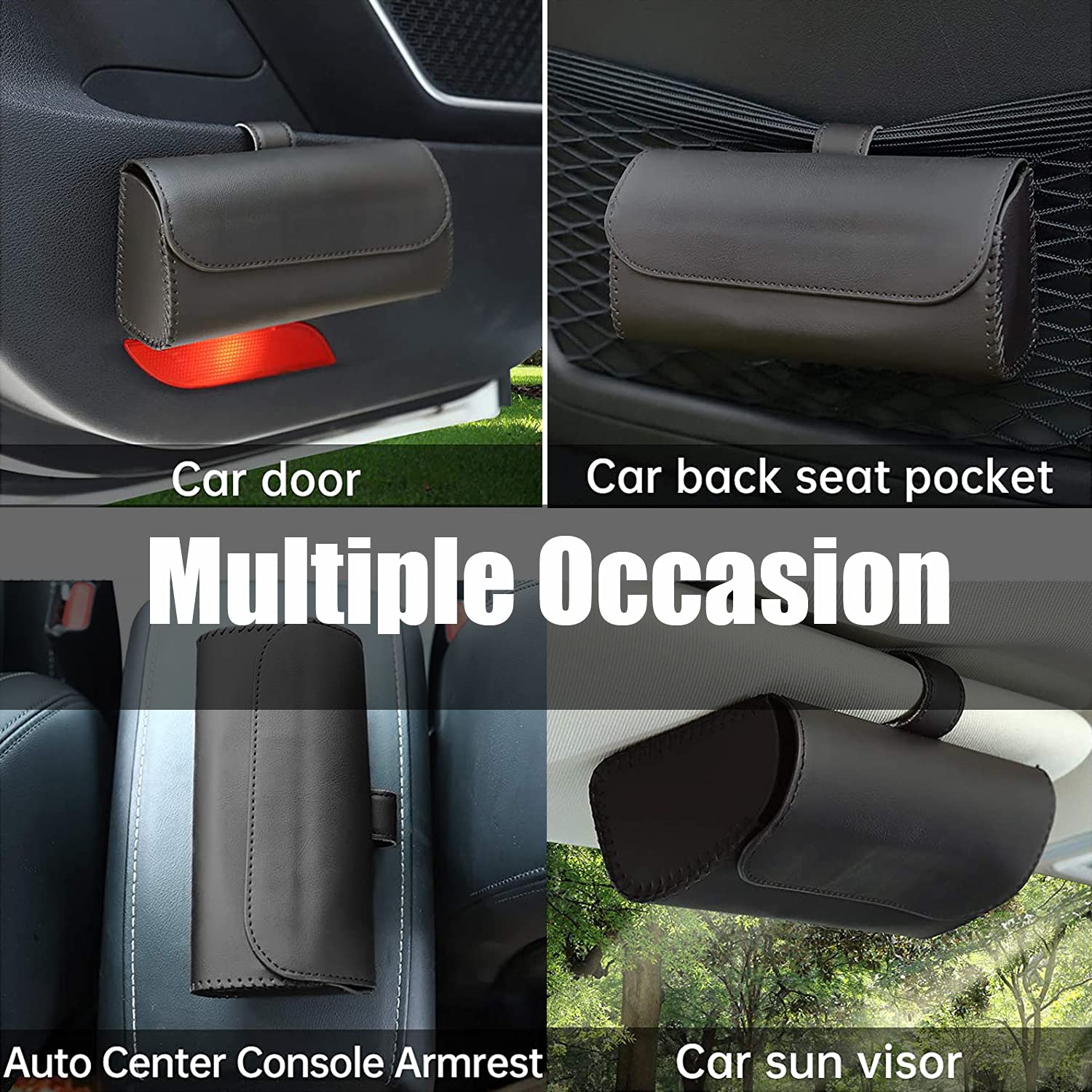 Car Sunglasses Holder for Sun Visor - PU Leather Eyeglasses Storage Case Organizer - Universal Fit for All Vehicles - Perfect for Men & Women - Black - Keep Your Glasses Safe While Driving