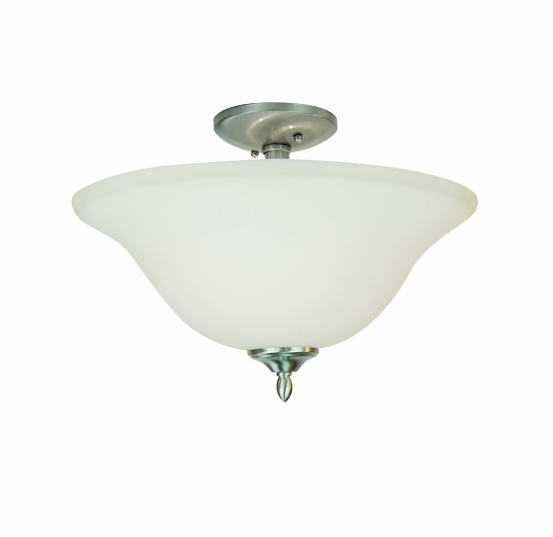 Trans Globe Imports 8162 BN Transitional Two-Light Semi-Flush Mount Ceiling Light - Brushed Nickel Finish, 13-inch, Glasswood Collection - Perfect for Dining Rooms, Bedrooms & Hallways