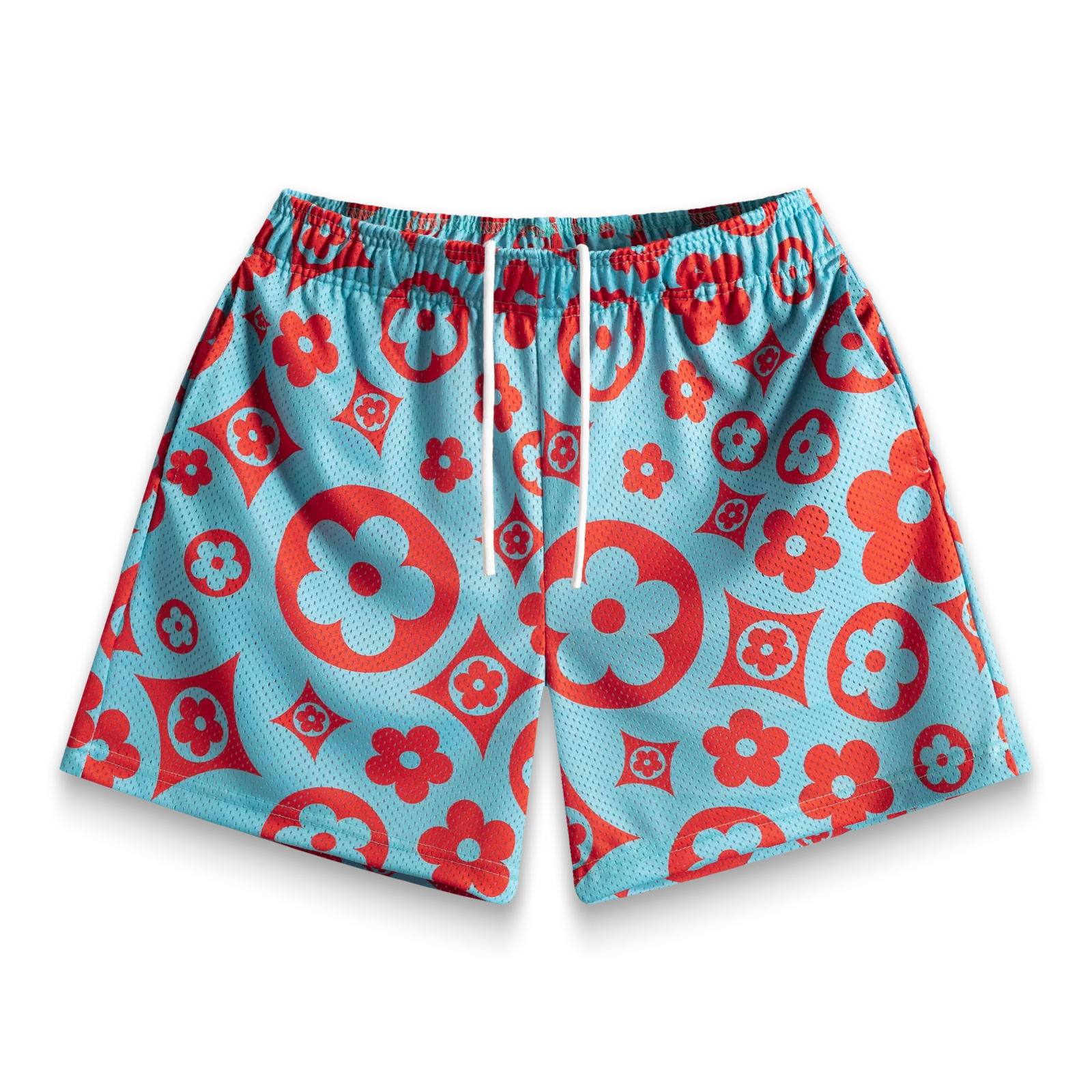 BRAVEST STUDIOS Women's Turquoise Floral Print Shorts - Comfortable Summer Casual Shorts for Beach, Vacation & Outdoor Activities