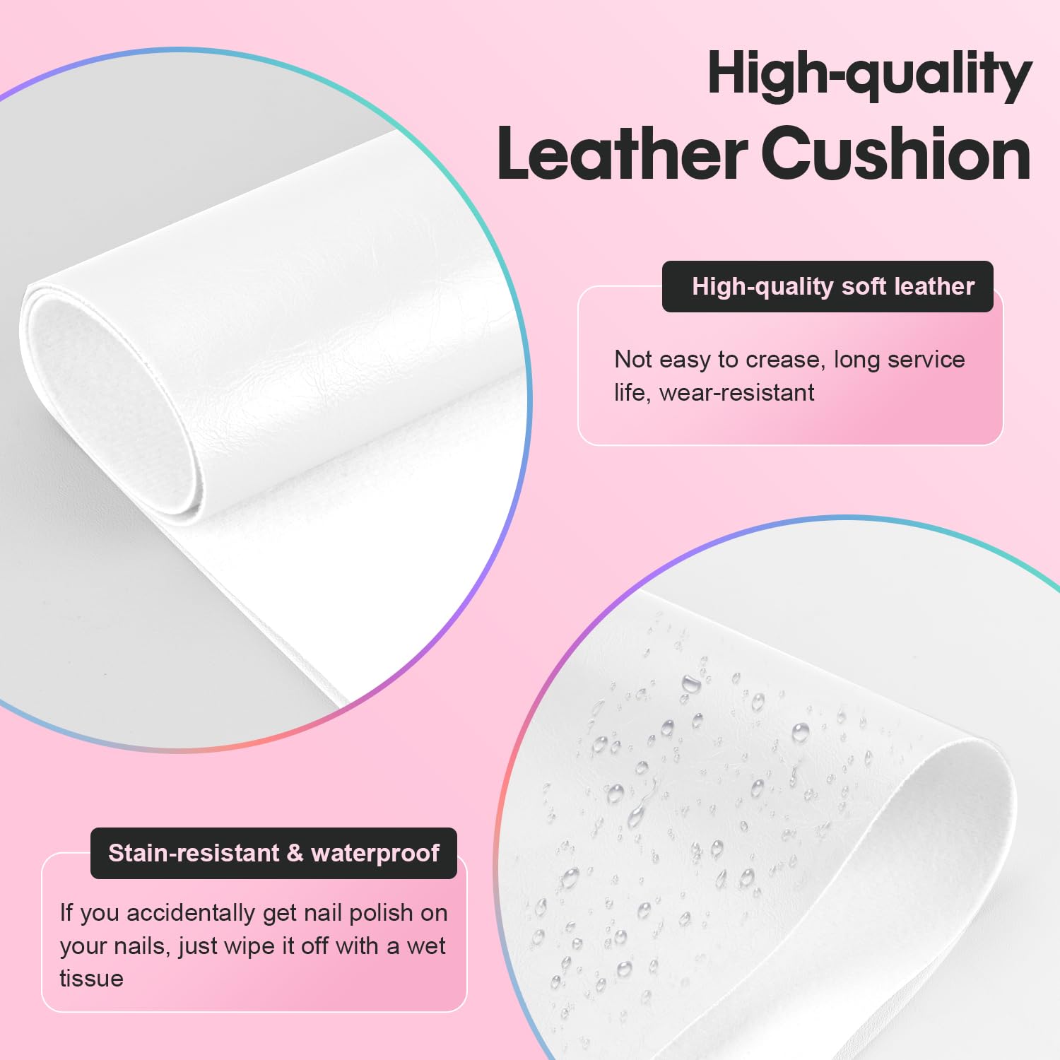 Professional Nail Tech Arm Rest with Soft Microfiber Leather - Ergonomic Hand Support for Salon & Home Manicures, Includes Nail Table Mat - Perfect for Relaxing Arms During Gel, Acrylic & Pedicure Services