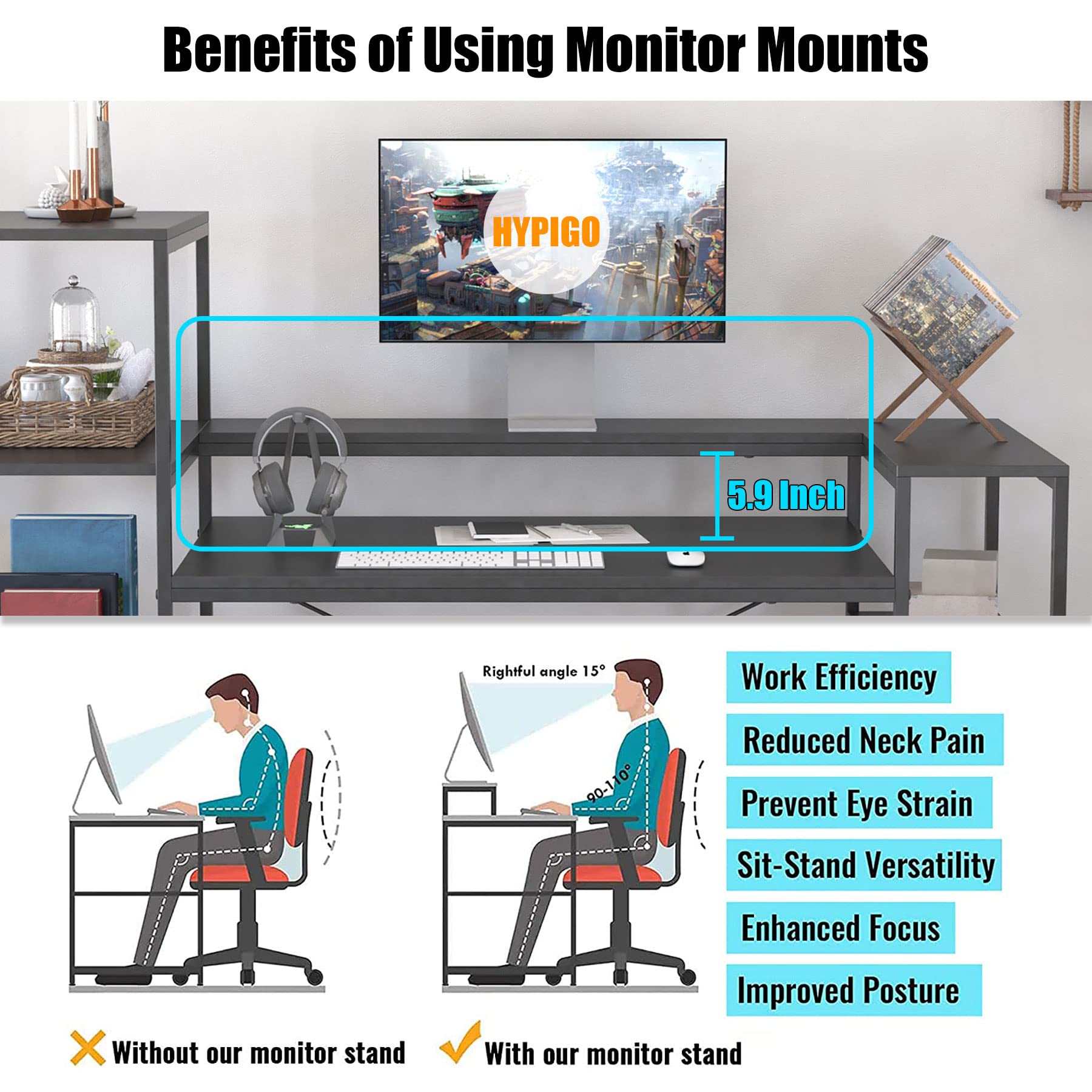109-Inch Extra Long Two Person Computer Desk with Storage Shelves | Double Workstation Office Desk with Printer Shelf & Monitor Stand | Large Study Writing Table for Home Office (Black) - Perfect for Shared Workspaces & Remote Teams