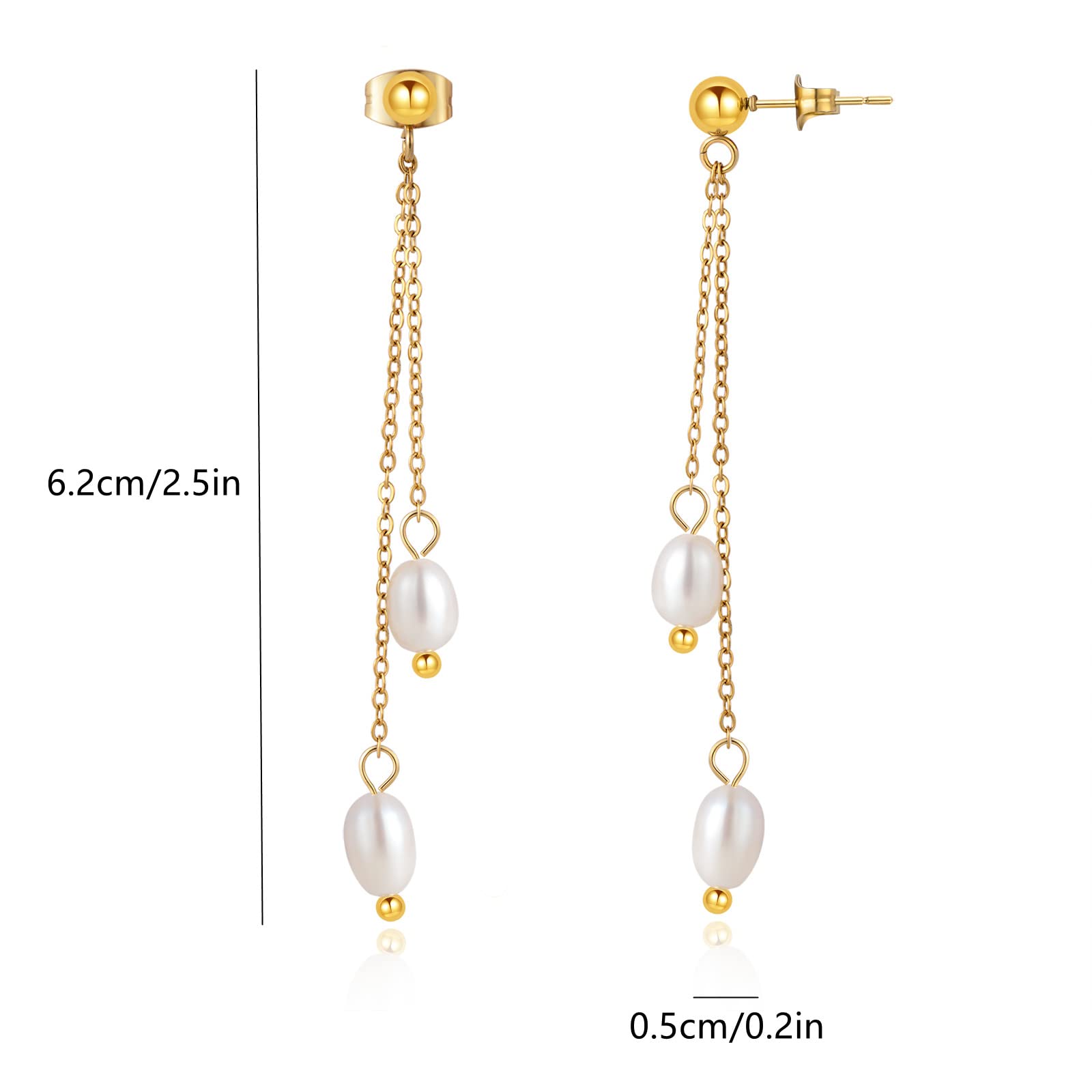 Gold Pearl Drop Earrings for Women - Elegant Dangling Pearl Tassel Earrings for Bridesmaid, Prom, Anniversary & Special Occasions | Perfect Wedding Jewelry Gift for Her