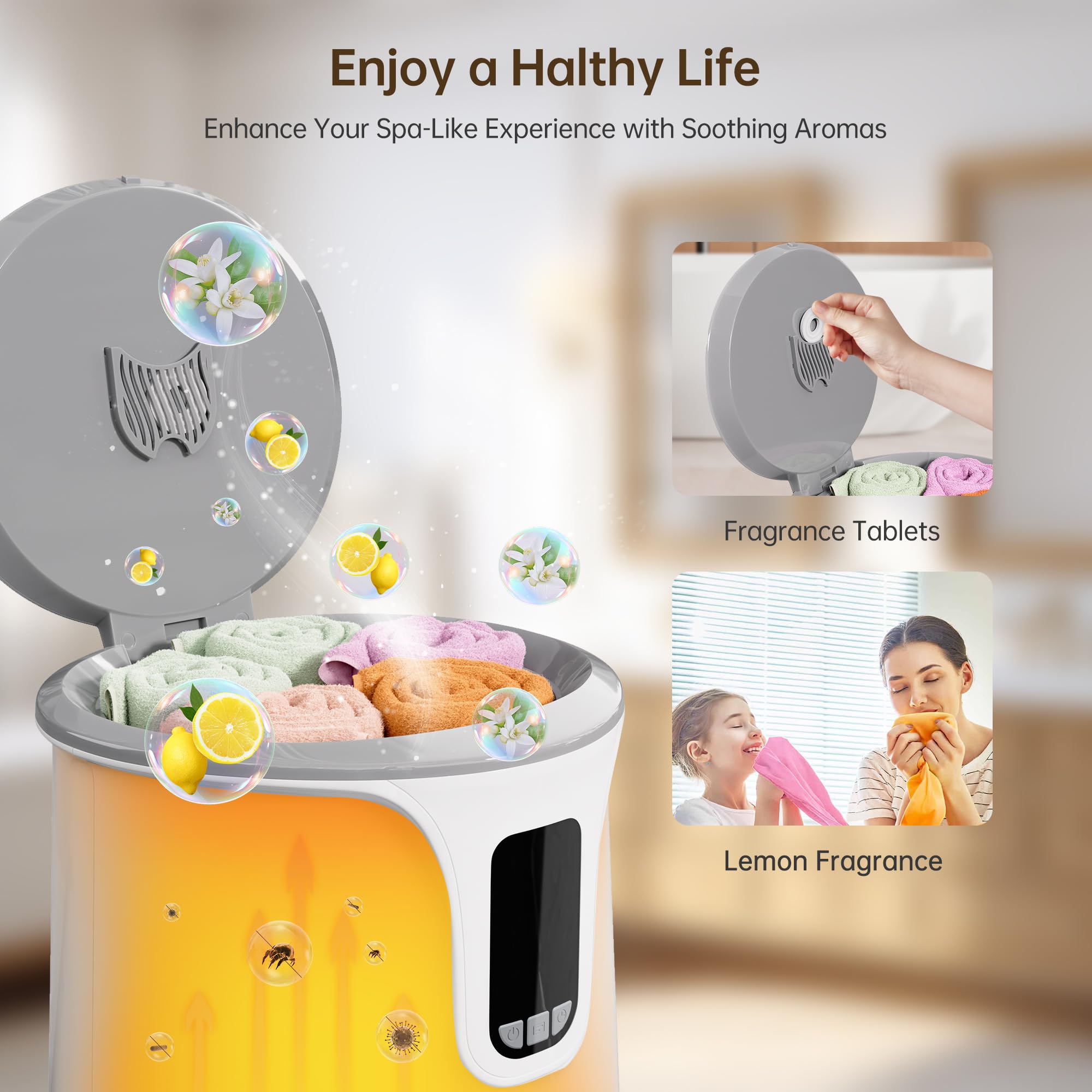 Premium 23L Heated Towel Warmer for Bathroom & Spa - Fast Heating Towel Warmer Bucket with 24H Timer - Perfect for Warming Towels, Robes, Blankets - Ideal Home Luxury for Cold Mornings & Relaxing Evenings (Gray)