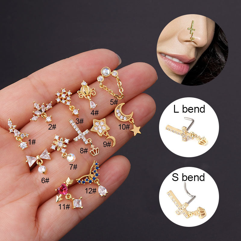 20G Cross Dangle Nose Stud - Hypoallergenic Surgical Steel Nose Ring for Women | Perfect for Everyday Wear, Parties & Special Occasions