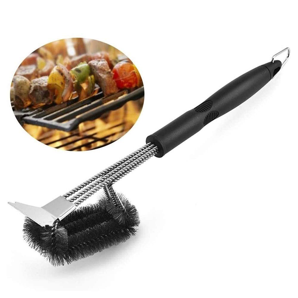**Stainless Steel Grill Brush for BBQ Cleaning - High & Low Temperature Resistant - Outdoor Grill Scraper & Wire Brush - Perfect for Backyard, Camping & Picnic Use**