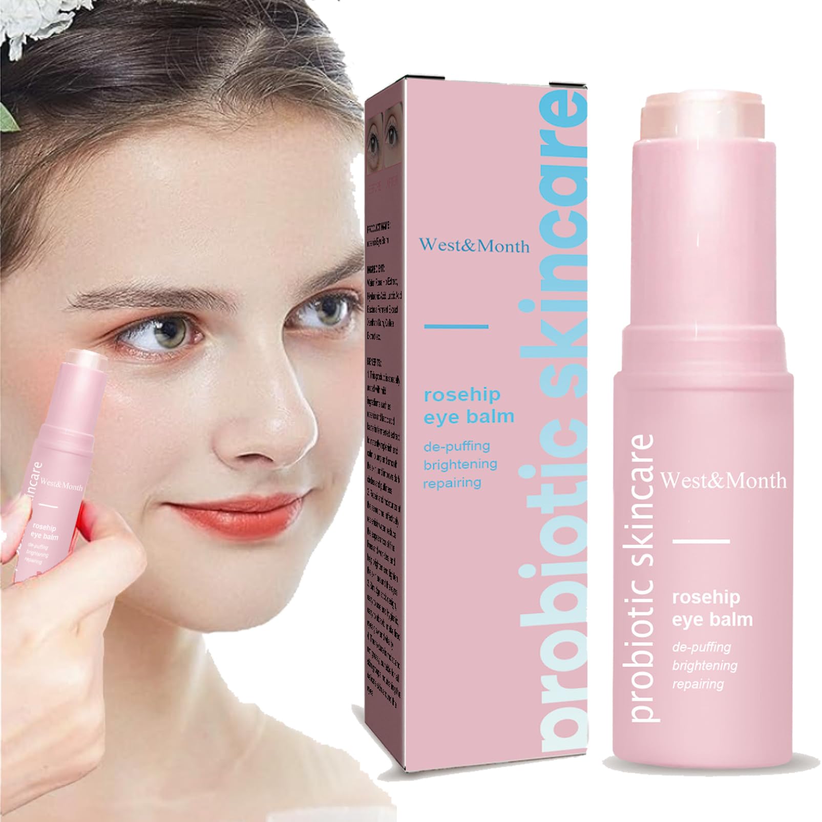 Brighten Eye Cream Stick - Rosehip Moisturizing Balm for Dark Circles, Puffy Eyes & Wrinkles | Hydrating Anti-Aging Eye Treatment | Lift & Firm Eye Line | Perfect for Night Care & Travel Skincare (1 Count)