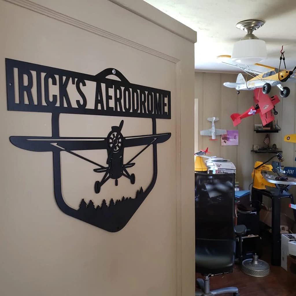 Personalized Metal Airplane Sign - Custom Monogram Wall Art for Anniversary, Wedding & Birthday Gifts - Unique Housewarming Present - Outdoor & Indoor Wall Decor - Perfect for Aviation Enthusiasts & Home Decoration