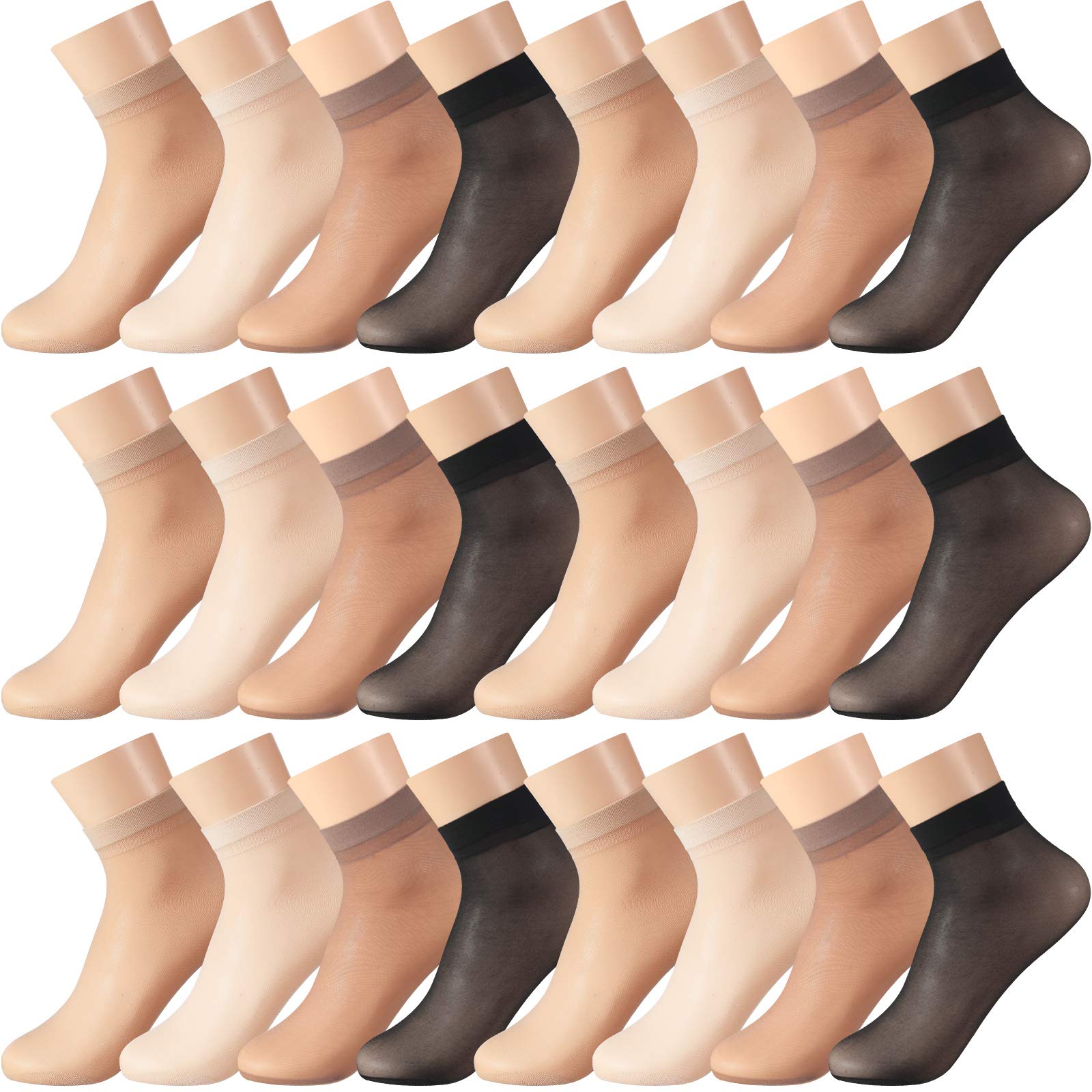 Geyoga 40 Pairs Women's Sheer Nylon Socks - Breathable Ankle Socks, Soft Silky No Show Socks for Everyday Wear, Work & Casual Outfits