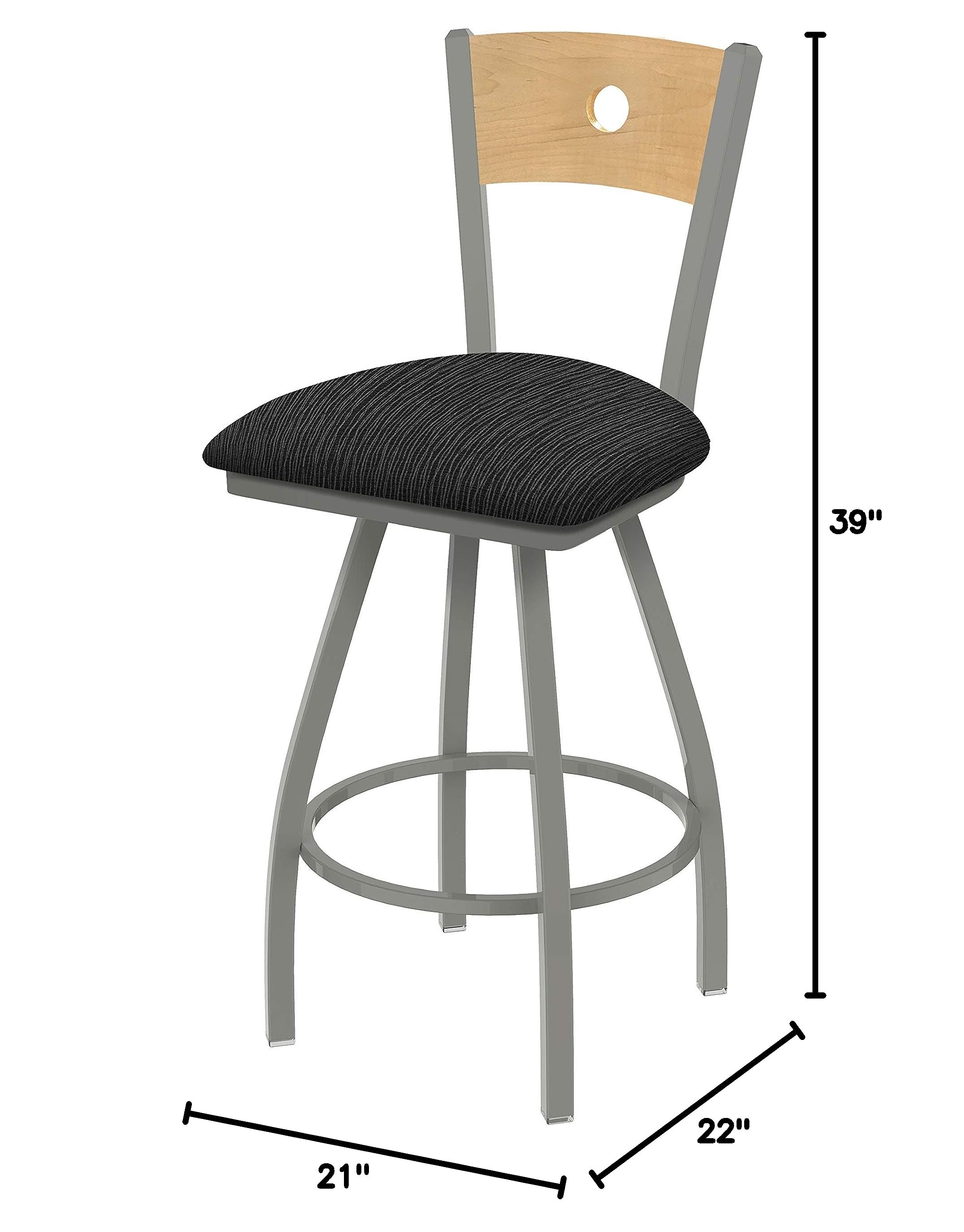 Holland Bar Stool Co. XL 830 Voltaire Swivel Bar Stool - Graph Coal Finish - Adjustable Height Modern Bar Stool for Kitchen Island, Home Bar & Commercial Use