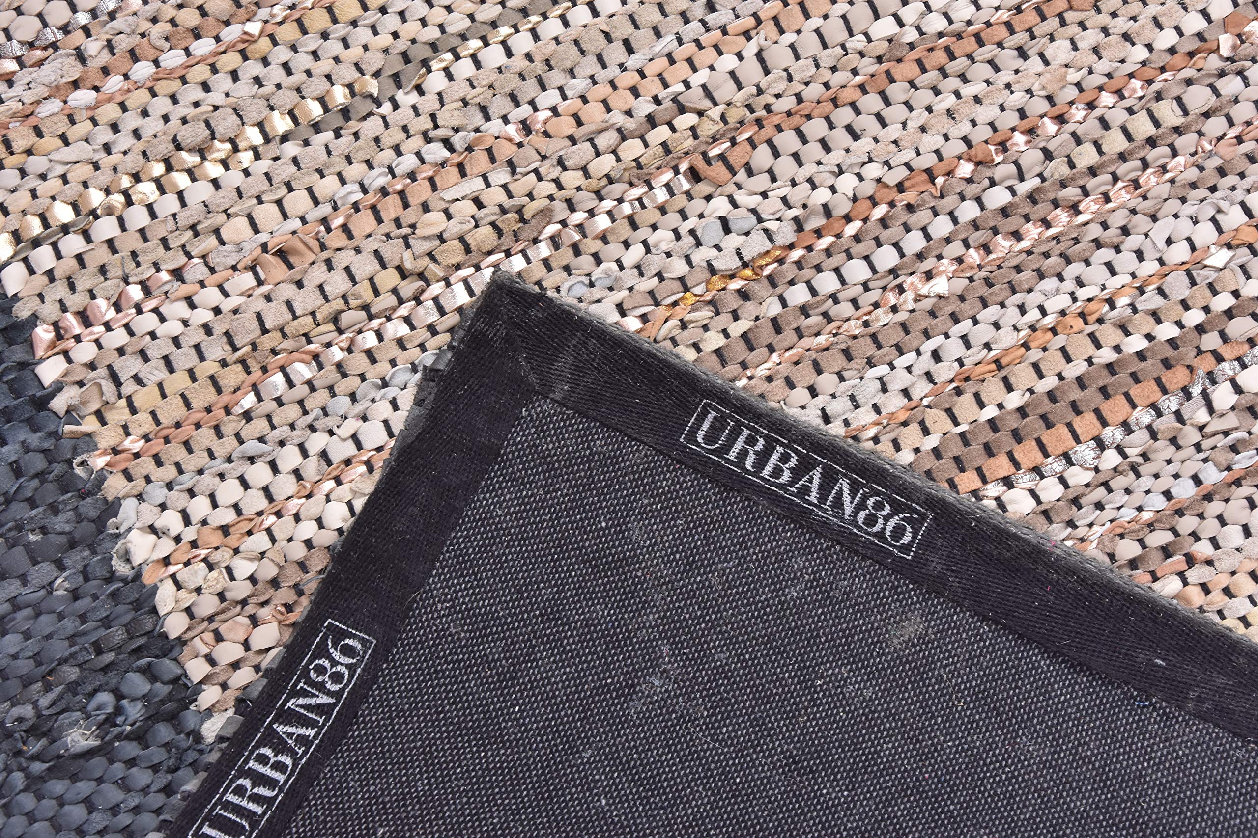 Premium 5x8 FT Flash Leather Beige Area Rug with Grey Border - Soft & Durable for Living Room, Bedroom, or Office Decor