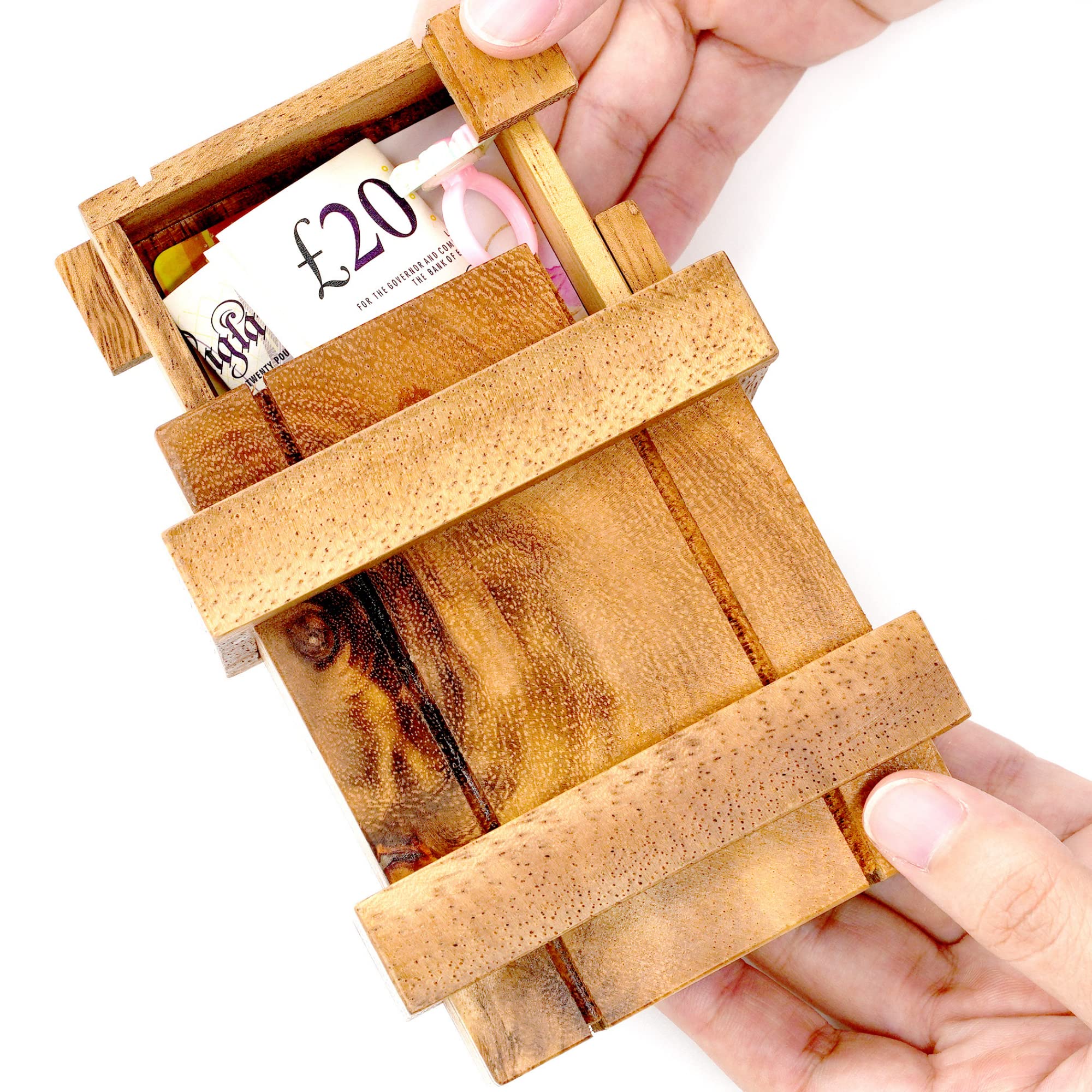 BSIRI Magic Box - Secret Wooden Puzzle Box with Hidden Compartments | Brain Teaser Mystery Gift Box for Jewelry, Cash & Credit Cards | Perfect for Escape Rooms, Gifts & Home Decor (Credit Card Size)