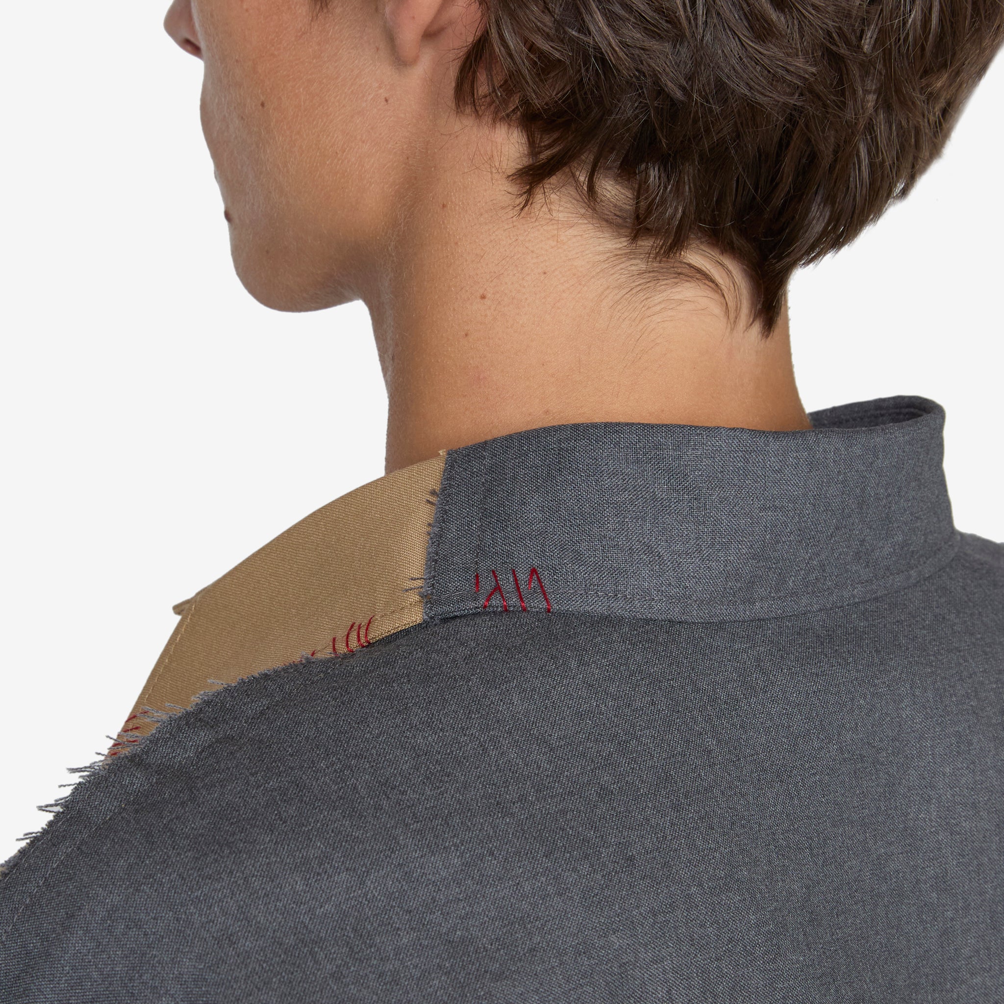 Stylish Contrast Panel Tropical Wool Shirt in Dijon Color - Perfect for Casual Outings and Business Casual Attire