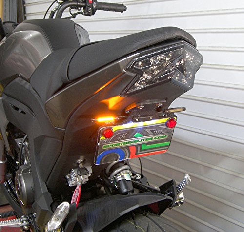 Kawasaki Z125 Pro LED Fender Eliminator Kit with Amber Turn Signals & Clear Lens - Motorcycle Tail Tidy for Custom Street Bike Builds