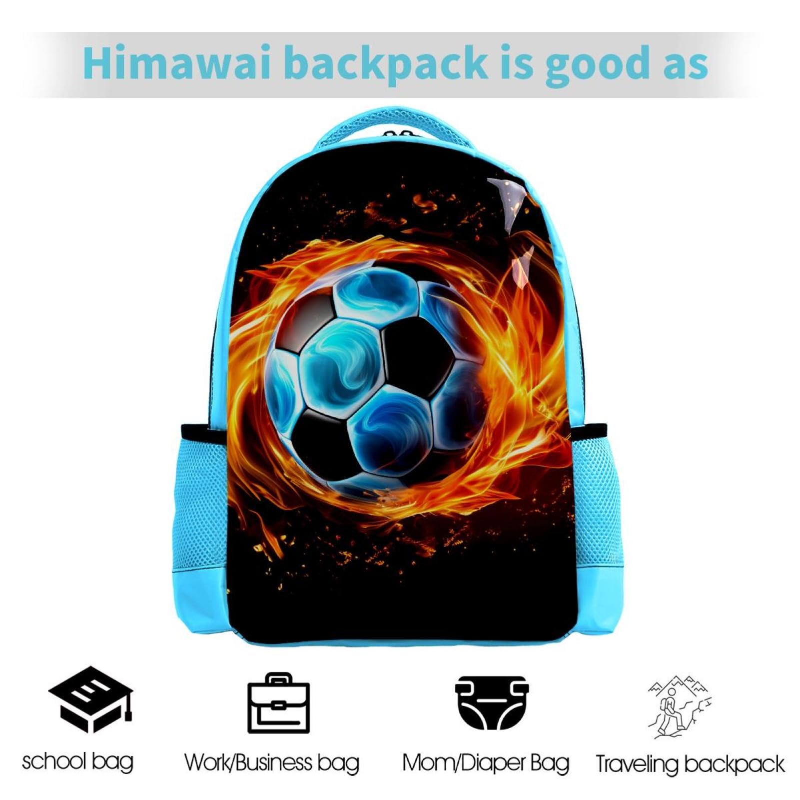 Stylish Travel Backpack for Women & Men - Durable Flaming Football Design Backpack for Hiking, School, Work & Outdoor Adventures