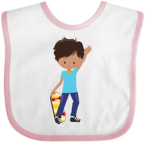 Inktastic Skateboard Baby Bib - Cute Latino Boy Design - Perfect for Skateboarding Enthusiasts & Toddler Mealtime Protection