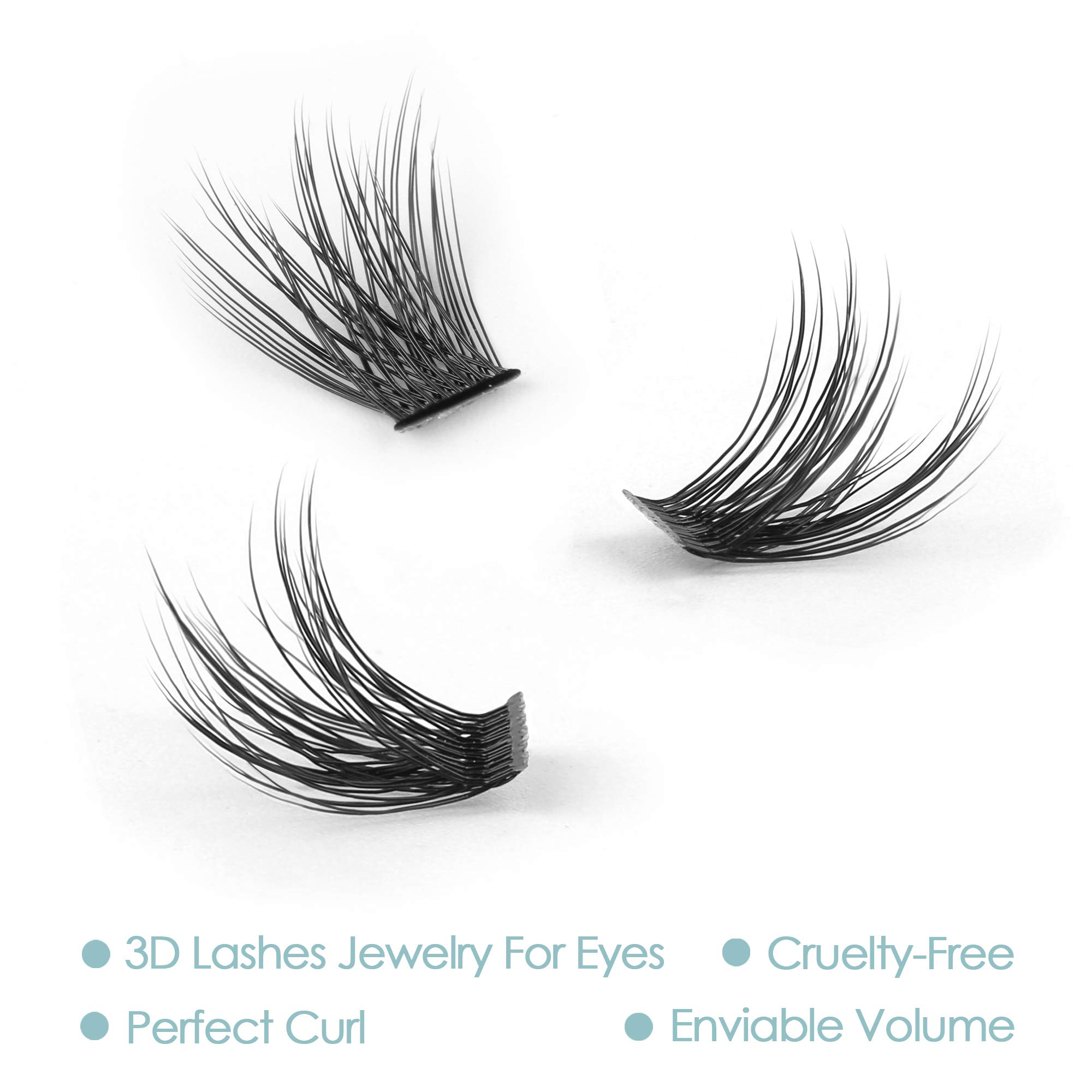 3D Effect DIY Eyelash Extension Kit - Individual Glue Bonded Lash Clusters for Volume Lashes (16MM) - Professional Home Lash Extension Set for Natural & Glamorous Look - Perfect for Parties, Weddings & Daily Wear