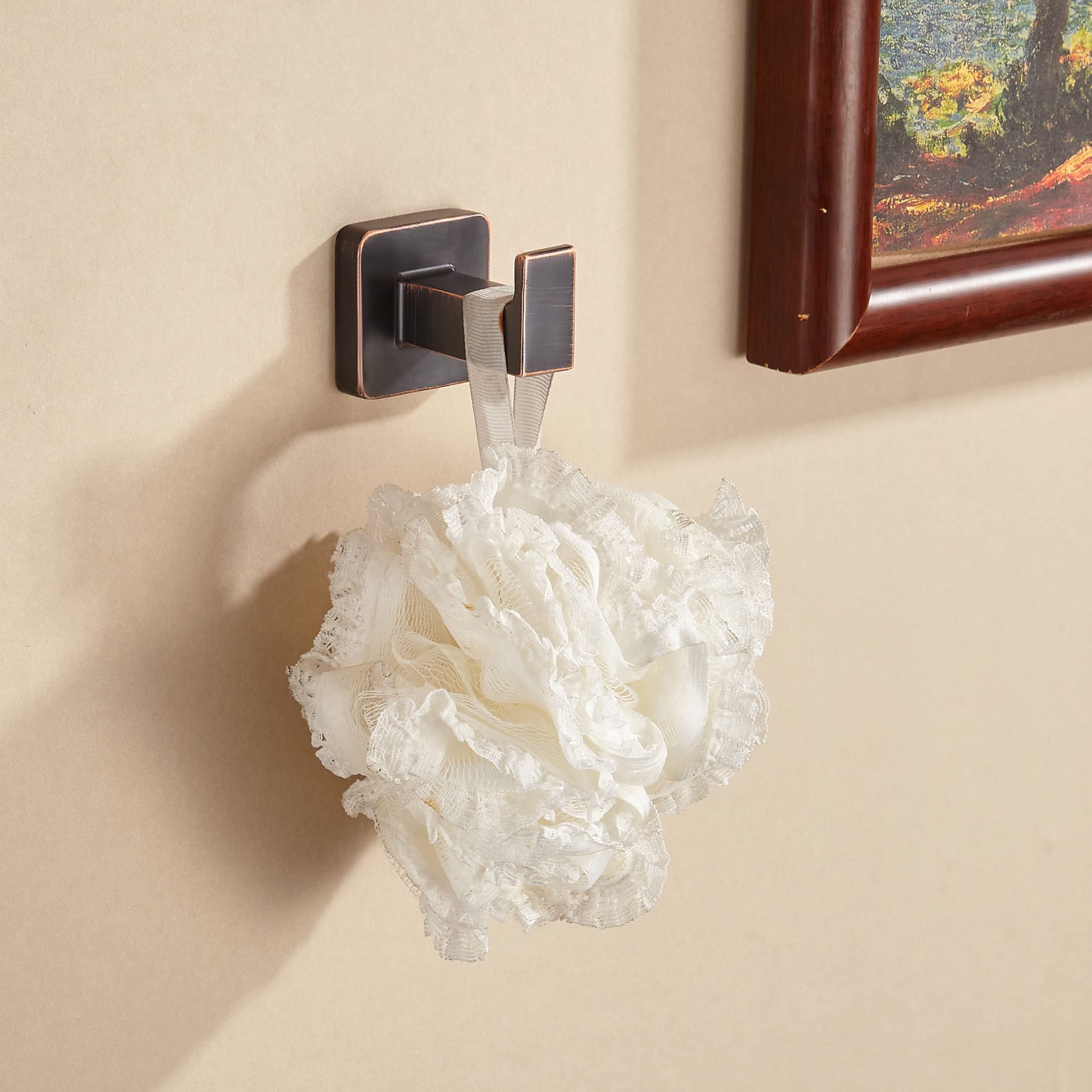 Bronze Towel Hooks - Wall Mounted Bathroom Hooks (2-Pack) for Robes & Coats
