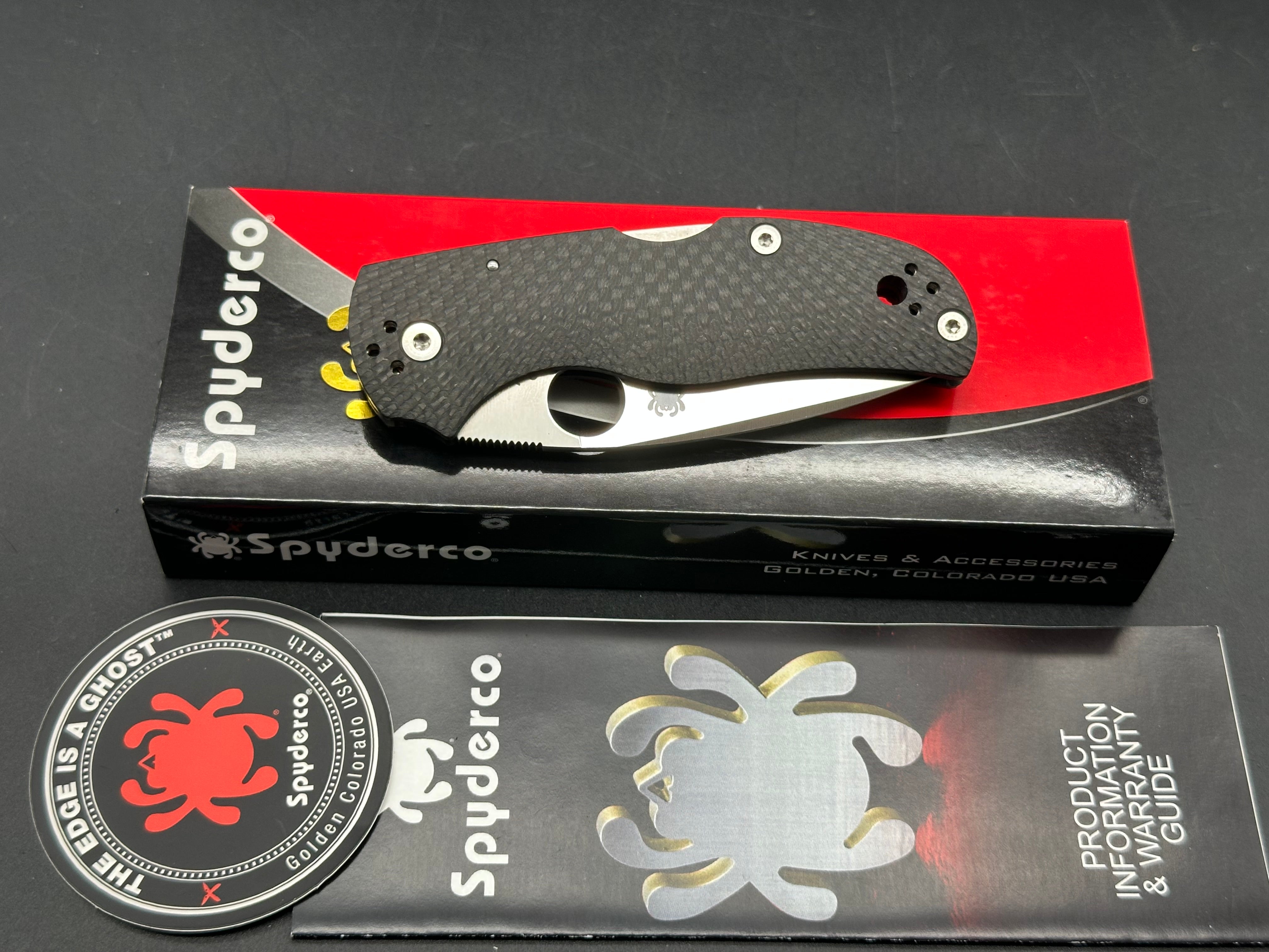 Spyderco Native 5 Folding Knife - Fluted Carbon Fiber Handle, Satin CPM S90V Blade - EDC, Outdoor, Camping & Survival Knife