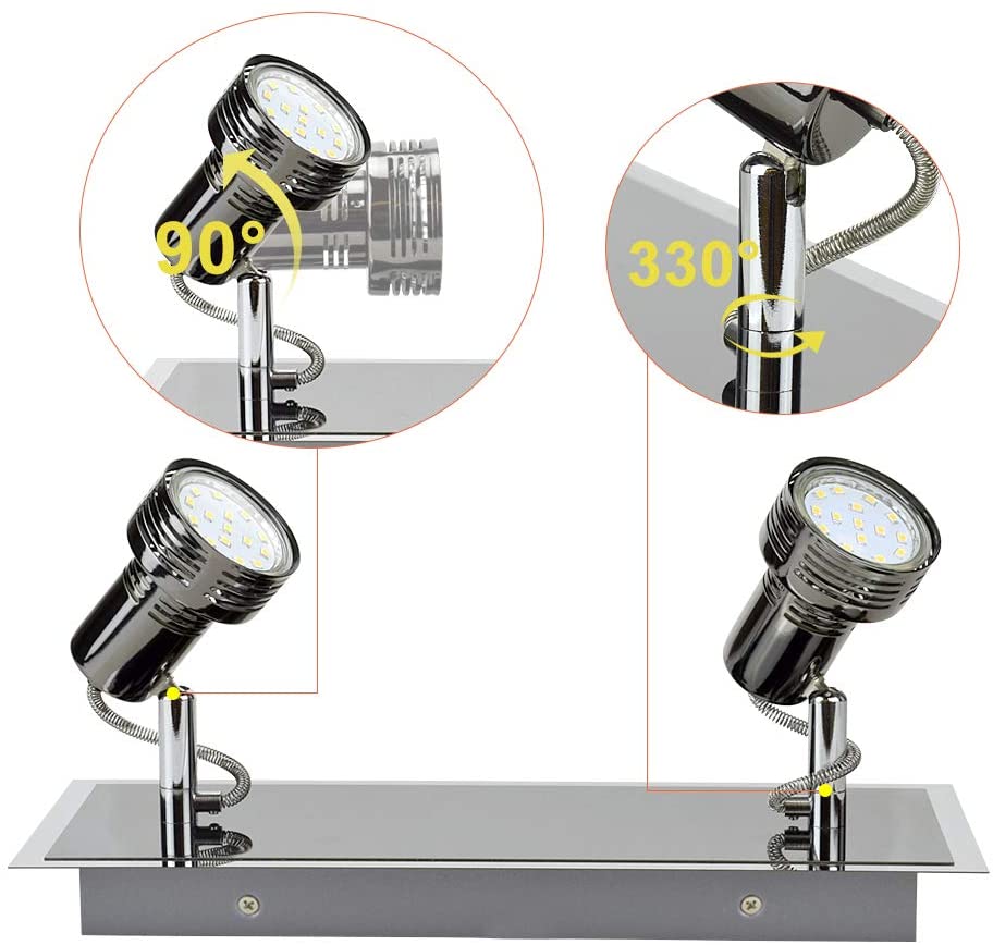 Depuley 2-Light Modern LED Track Lighting Kit - Adjustable Directional Wall/Ceiling Spot Light with GU10 Bulbs Included - Perfect for Kitchen, Hallway, Living Room & Picture Lighting