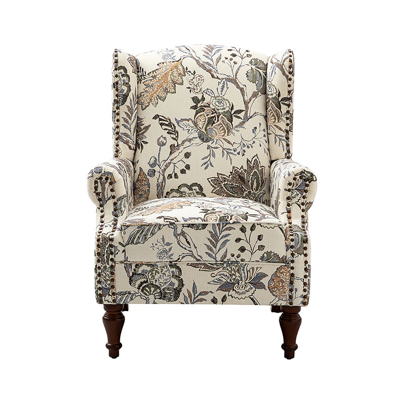Felix Upholstered Wingback Armchair with Spindle Legs - Comfortable Living Room Chair for Reading & Relaxing - Perfect for Home Office, Bedroom or Lounge Area