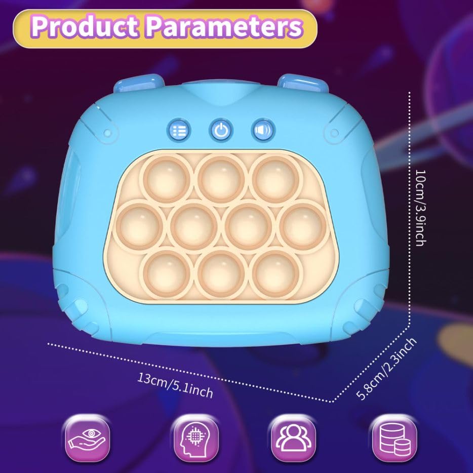 Upgrade Pop Fidget Console Game Pro Toys - Light Bubble Puzzle Sensory Toys for Kids with Autism, Decompression Handheld Blitz Pop Game for Ages 3-12 (Blue) - Perfect for Stress Relief, Focus, and Classroom Breaks