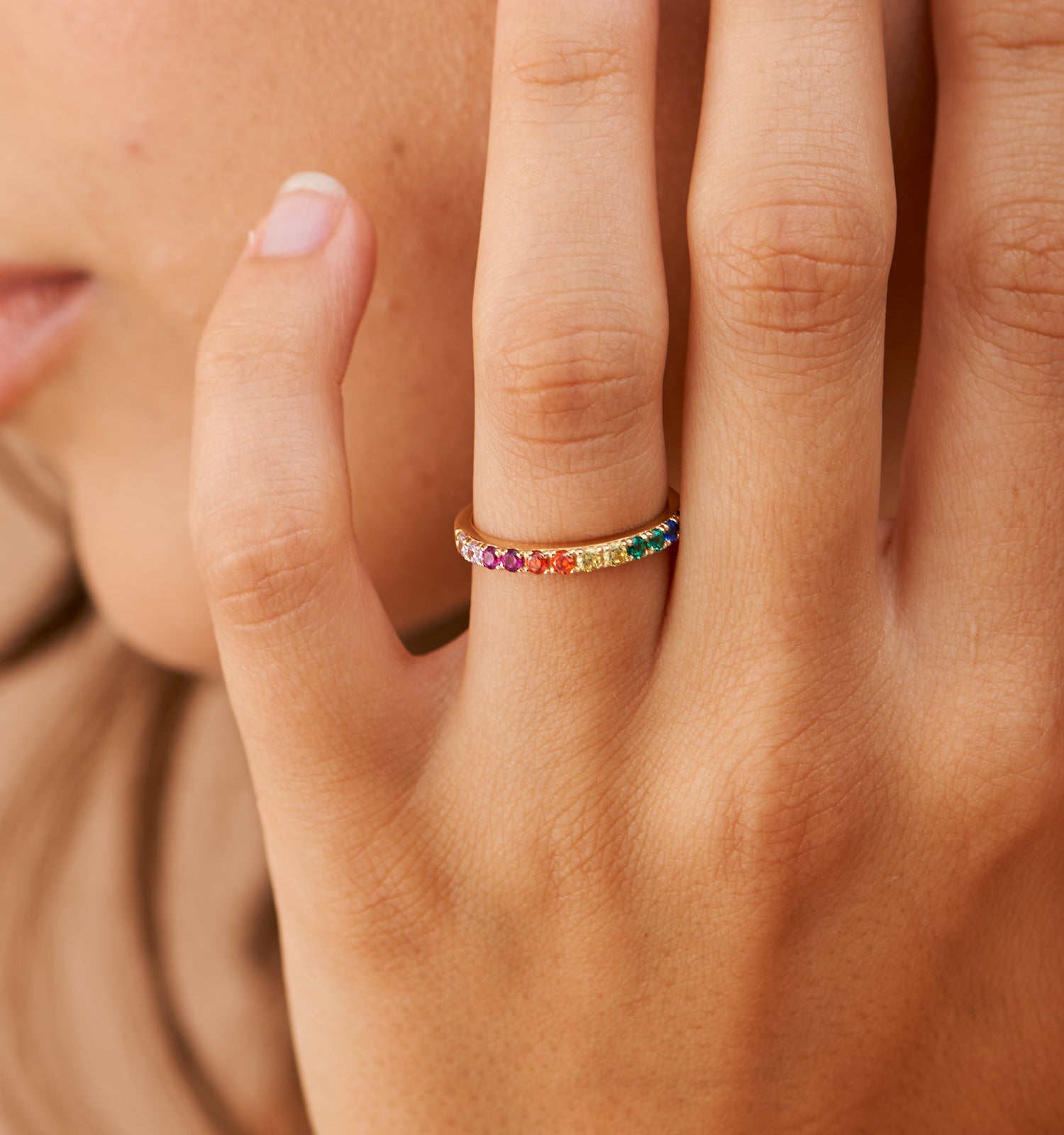 Rainbow Band Ring for Women - Colorful Stackable Adjustable Rings for Everyday Wear, Gift Giving & Fashion Accessories