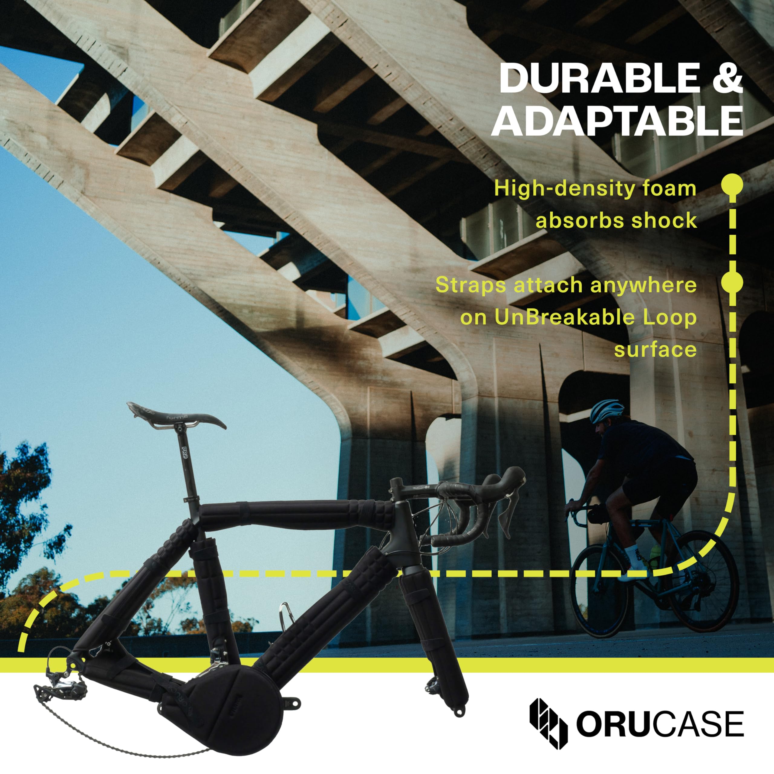 ORUCASE 7-Piece Universal Bike Frame Protection Kit - Padded Bicycle Travel Case with Chainstay Protector for Road, Gravel & MTB Bikes - Perfect for Airplane, Car and Train Travel - Protect Your Bike During Transport and Storage