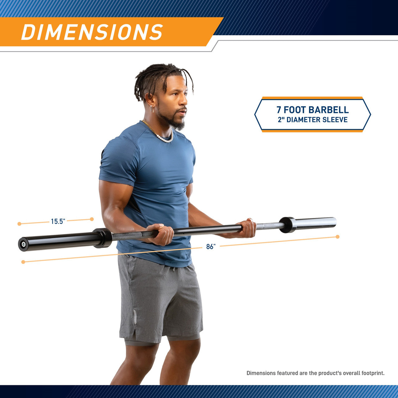 7ft Olympic Barbell 30lbs with 15.5 inch Loadable Sleeves - Marcy TRB 84 Weightlifting Bar for CrossFit, Powerlifting & Home Gym Training