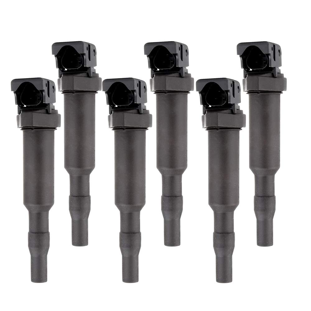 6PC IGNITION COIL EBM592 Replacement for 2005-2008 BMW 320i E90 N43 2.0L & 2007-2010 BMW 325i E93 N53 3.0L & 2004-2008 BMW 325i E90 N53 3.0L - High Performance Spark Plug Coil Pack - Perfect for Engine Misfire Repair & Performance Upgrade
