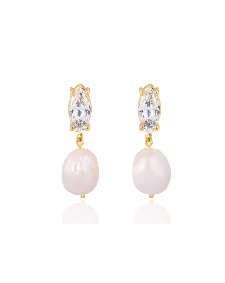 Lola Knight Skylar Mini Modern Classic Crystal Stud Earrings with Pearl Drop – Elegant Wedding Jewelry for Brides & Special Occasions