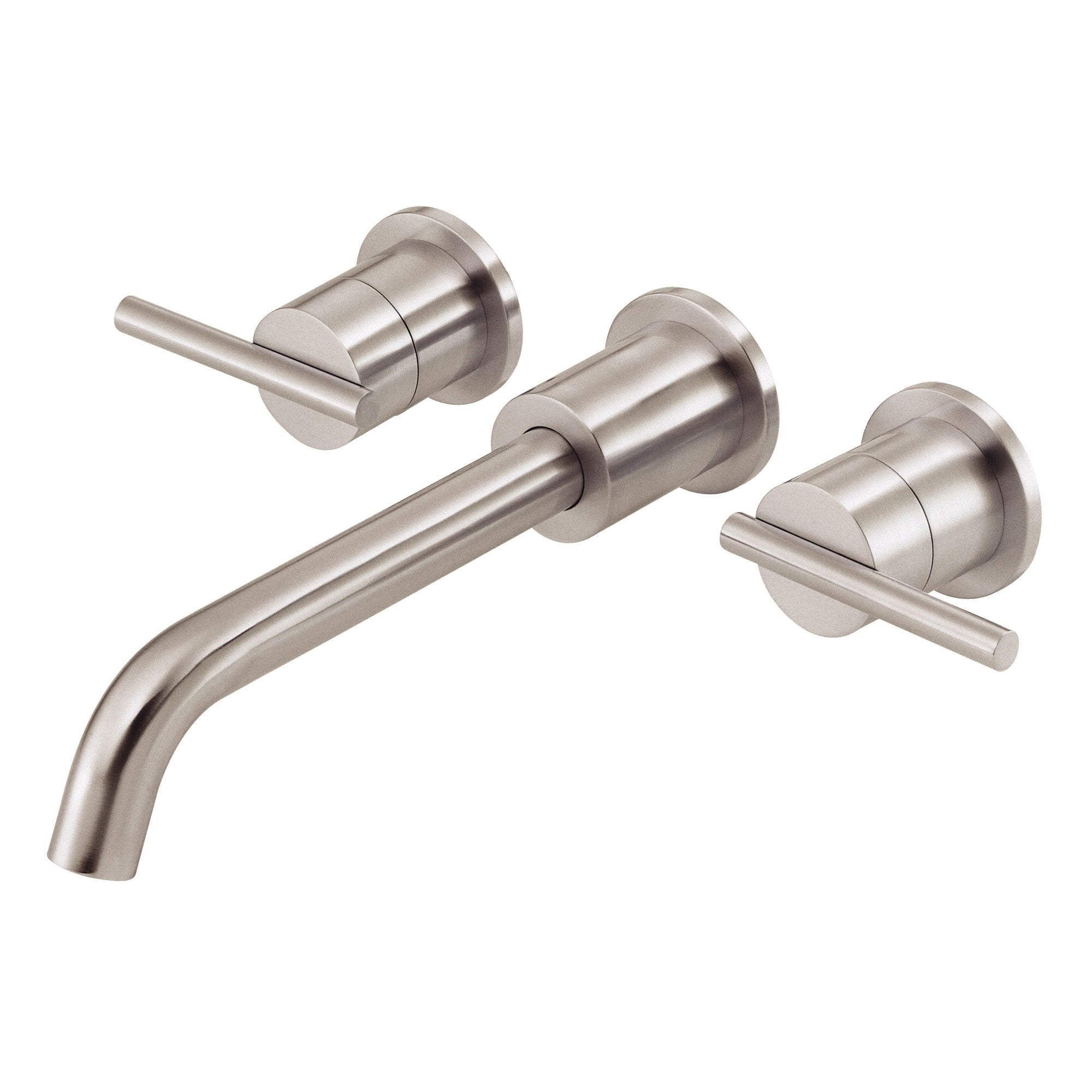 Danze Parma Brushed Nickel Modern Wall Mount Bathroom Faucet with Drain - Includes Rough-in Valve | Sleek Waterfall Spout for Contemporary Bathroom & Powder Room Design