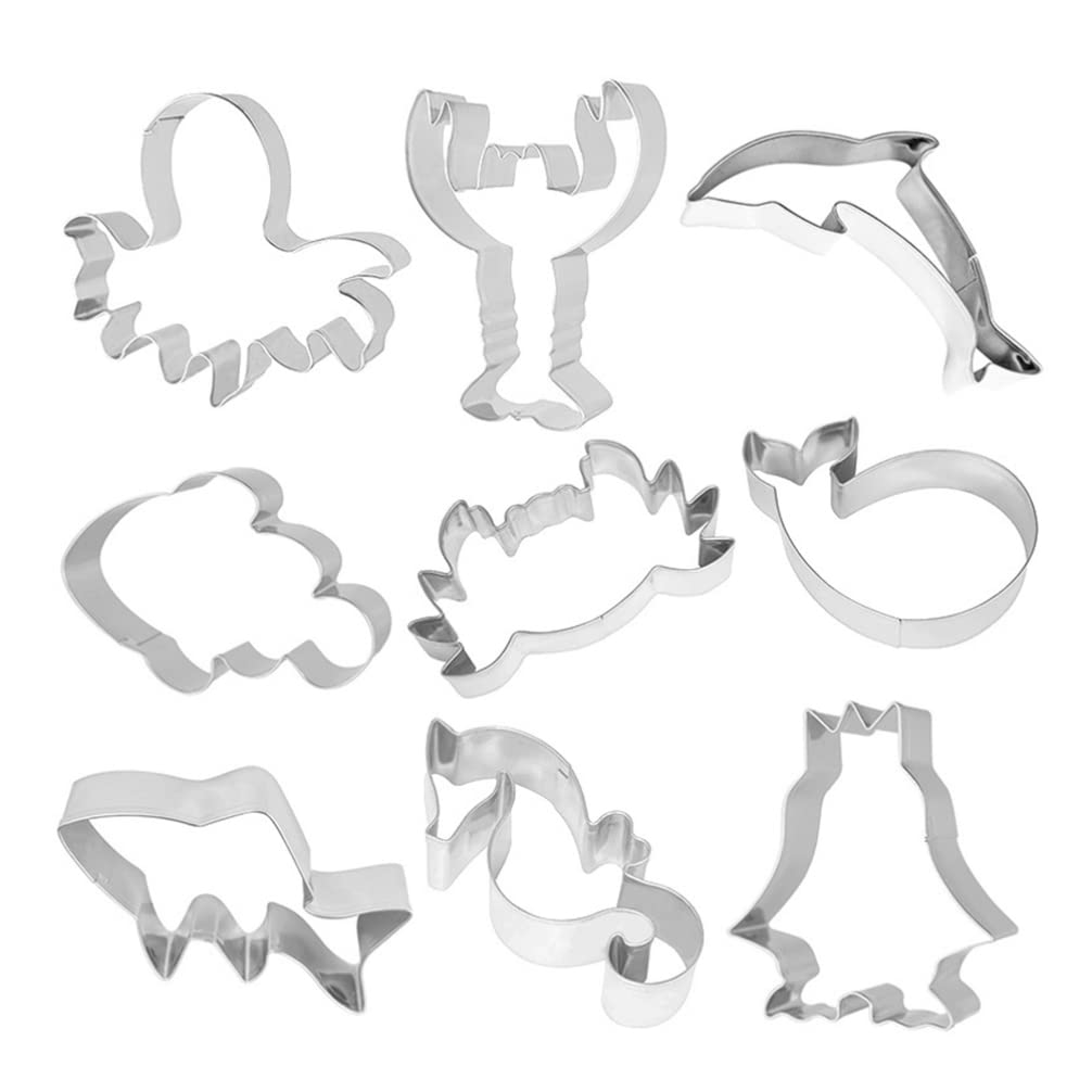 VALICLUD 9-Piece Sea Animal Cookie Cutter Set - Stainless Steel Baking Molds for Cookies, Biscuits, Cakes - Perfect for DIY Baking, Kids Parties, Christmas, Halloween & Holiday Treats