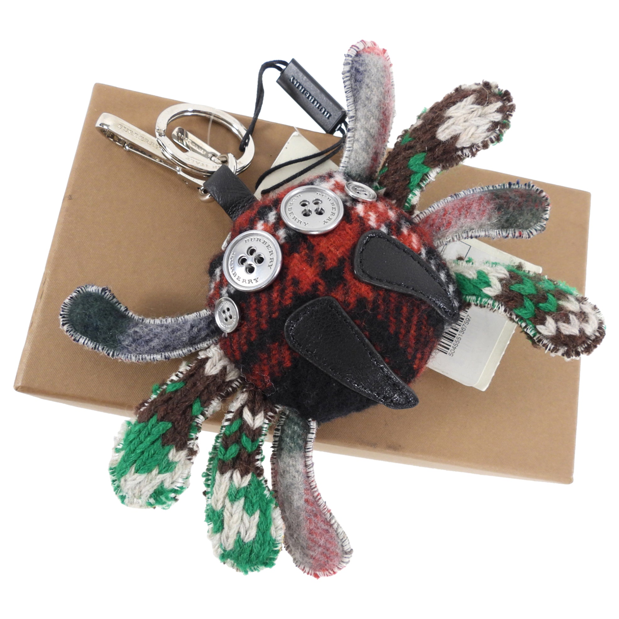 Burberry Red and Green Knit Wool Crab Bag Charm - Stylish Designer Keychain for Handbags, Backpacks & Gifts | Perfect for Fashion Accessories & Luxury Brand Lovers
